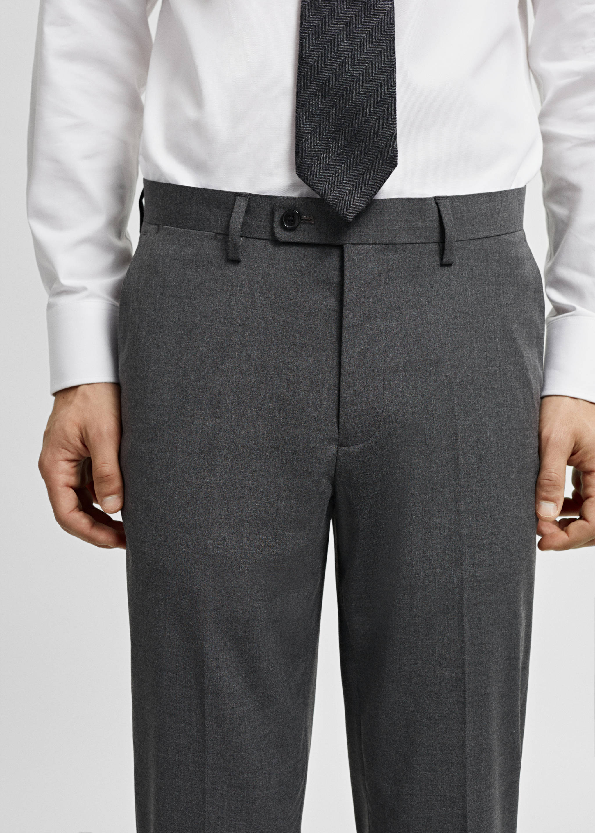 Stretch fabric slim-fit suit trousers - Details of the article 1