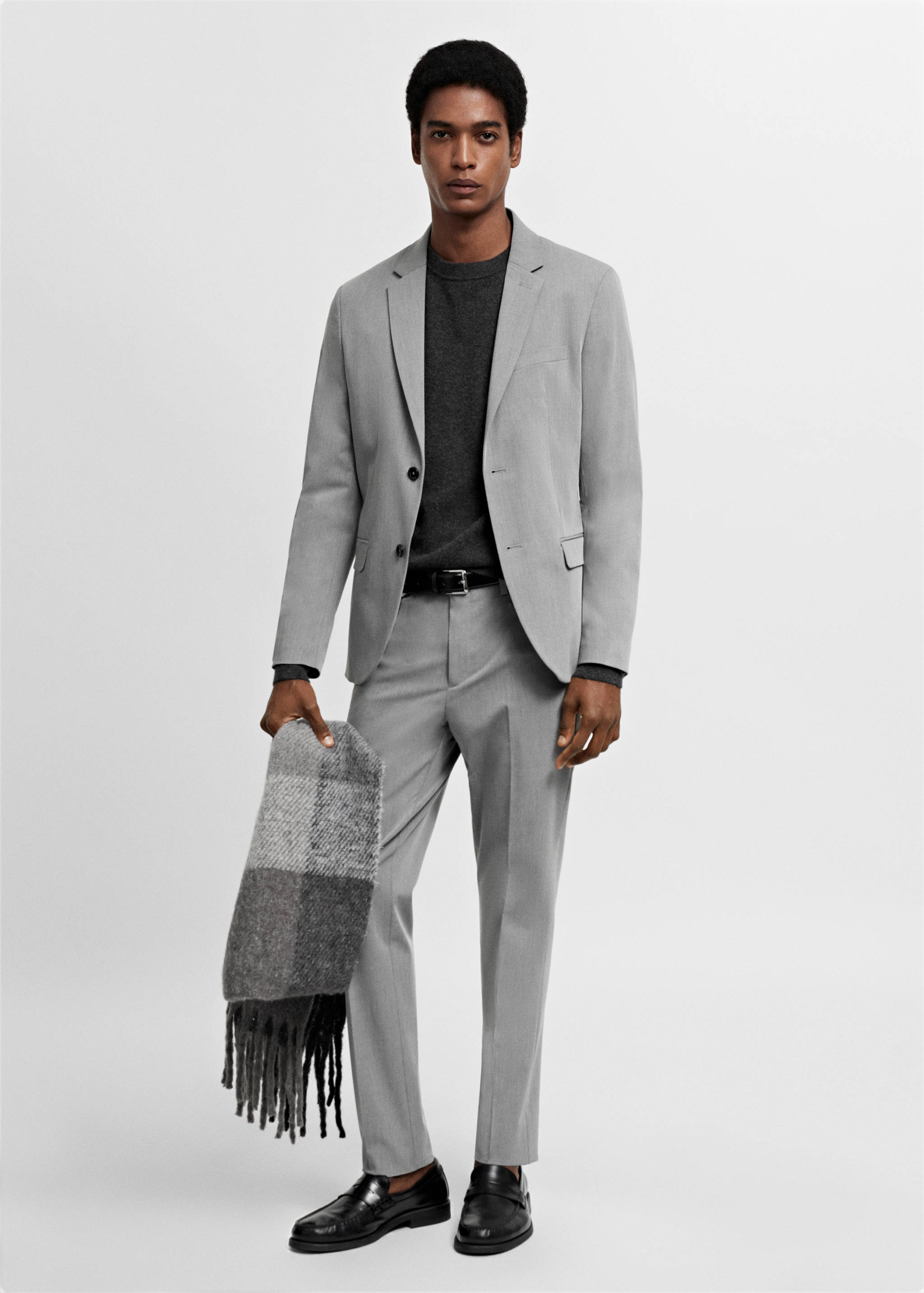 Stretch fabric super slim-fit suit trousers - General plane