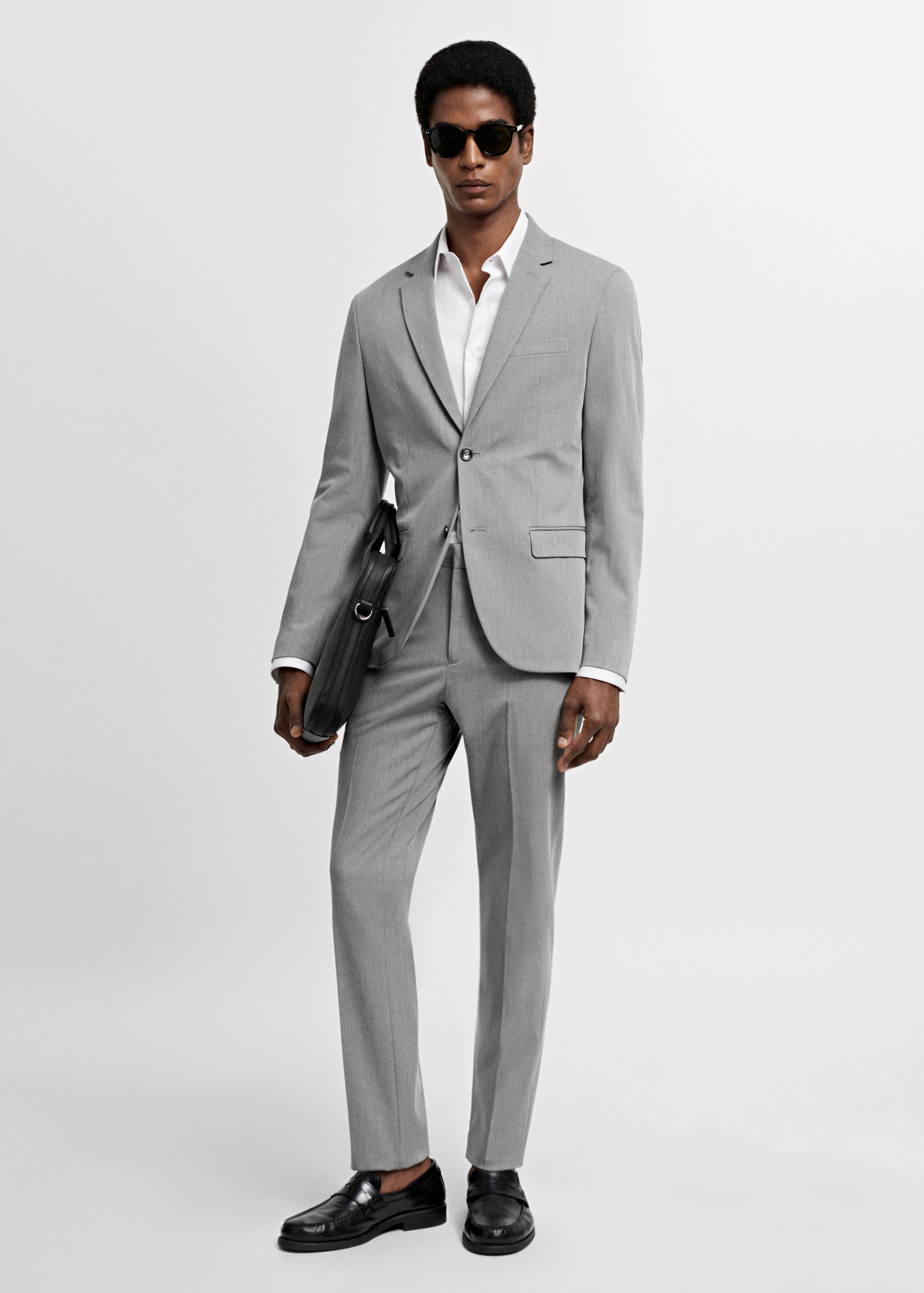 Stretch fabric super slim-fit suit trousers - General plane