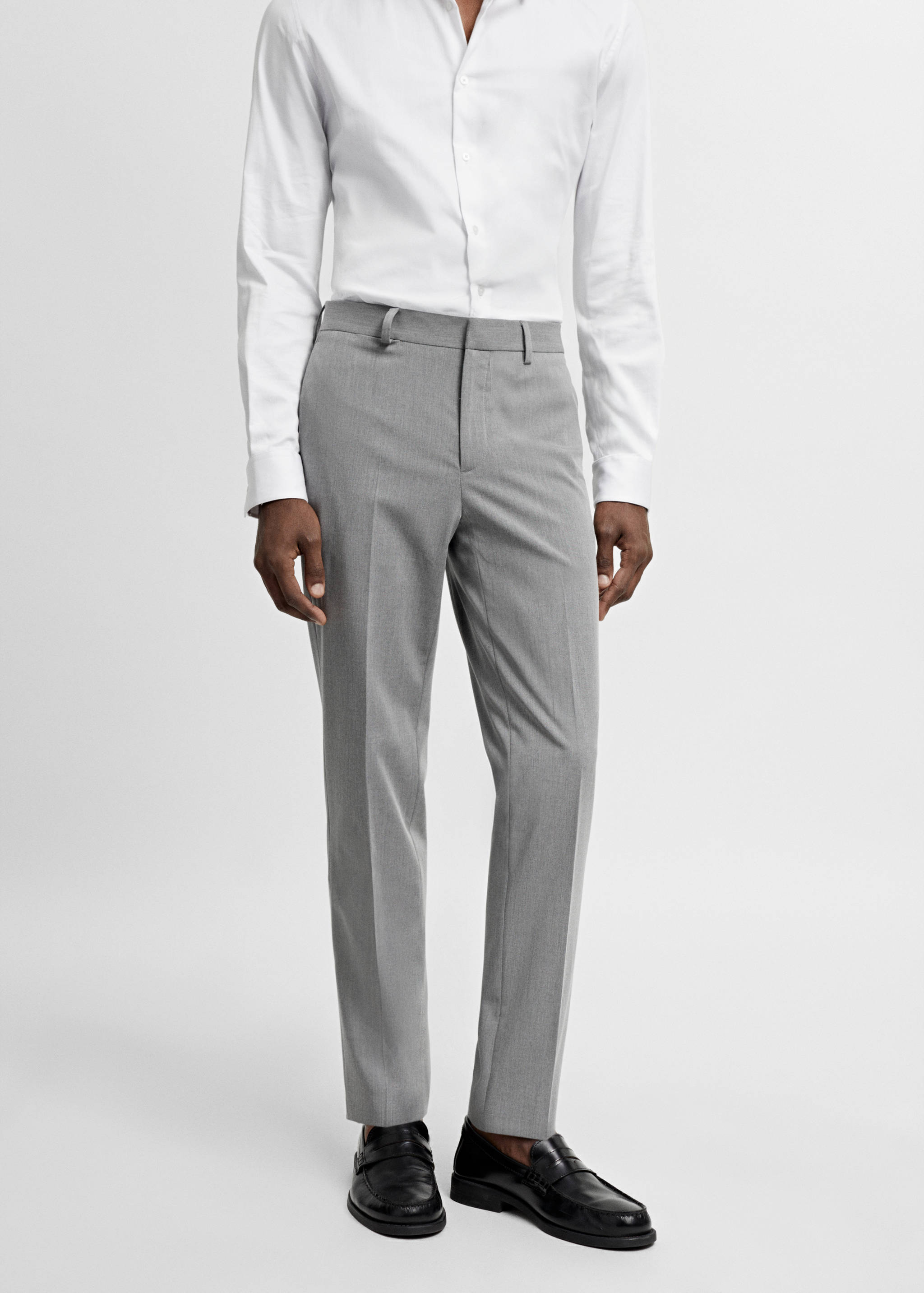 Stretch fabric super slim-fit suit trousers - Medium plane