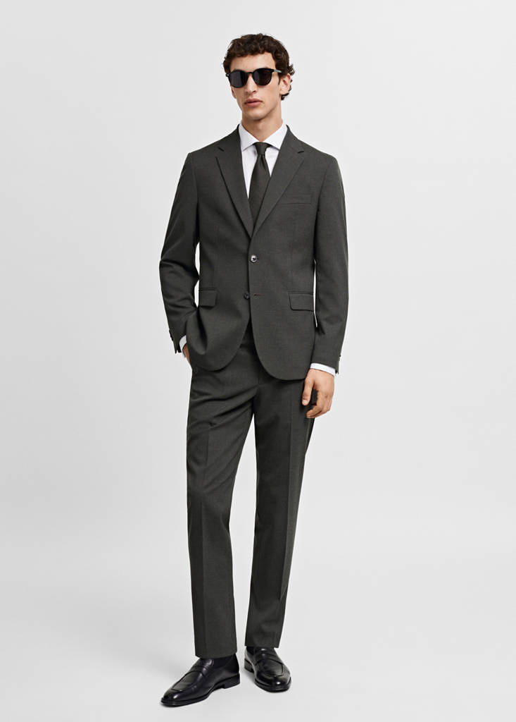 Stretch-fabric slim-fit suit trousers — Green