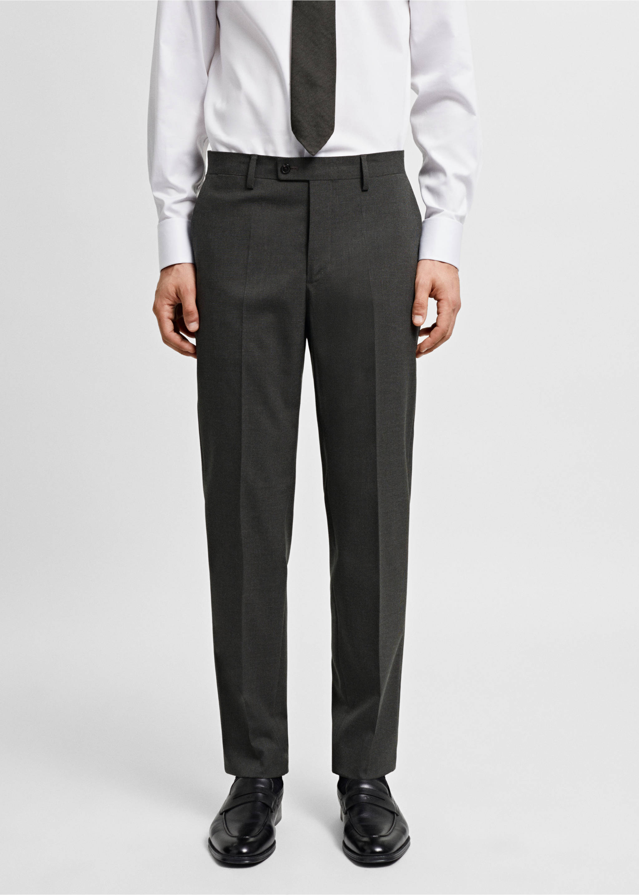 Stretch-fabric slim-fit suit trousers - Medium plane, Green. Ref: 67000648-00.