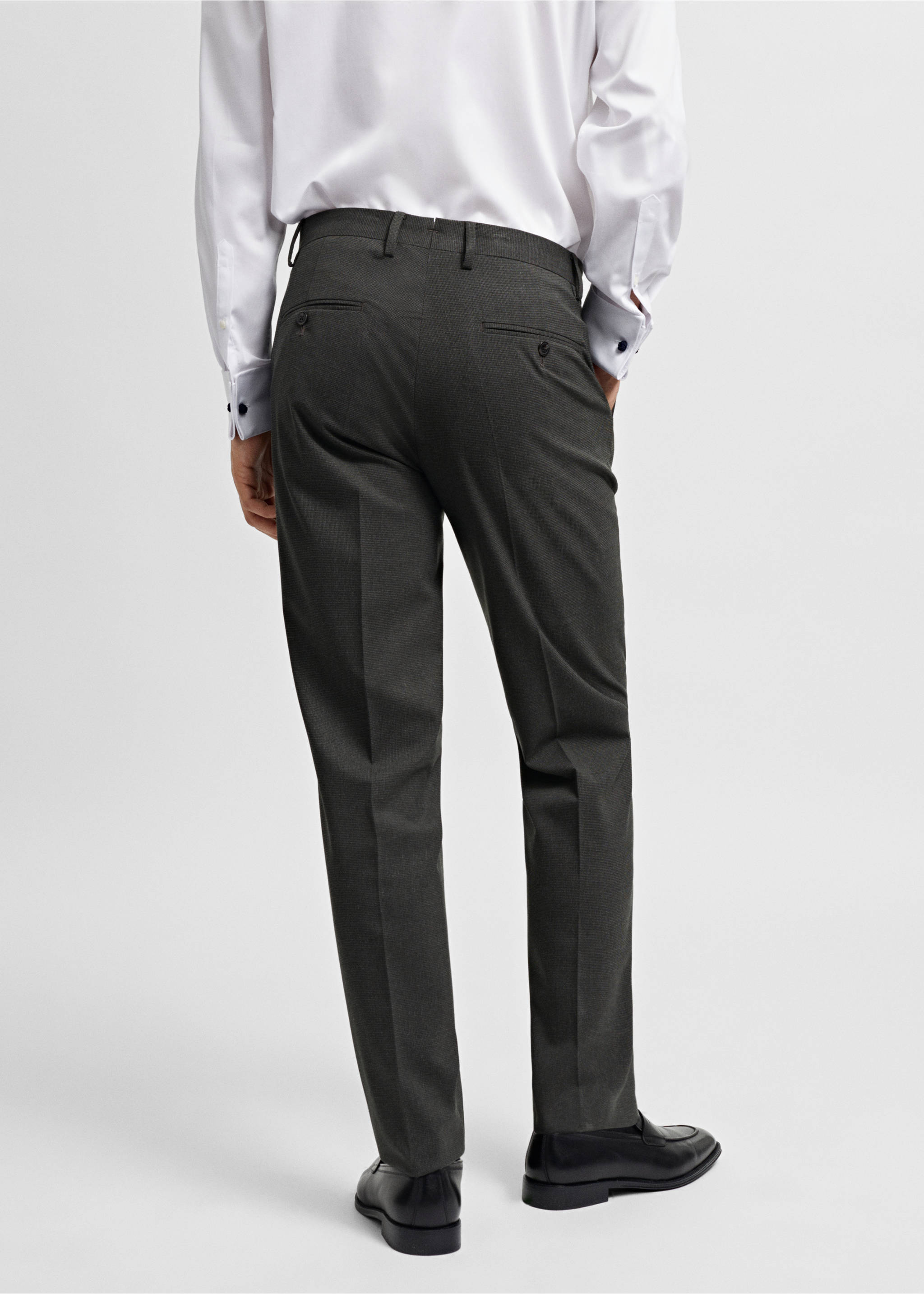 Stretch-fabric slim-fit suit trousers - Reverse of the article, Green. Ref: 67000648-00.