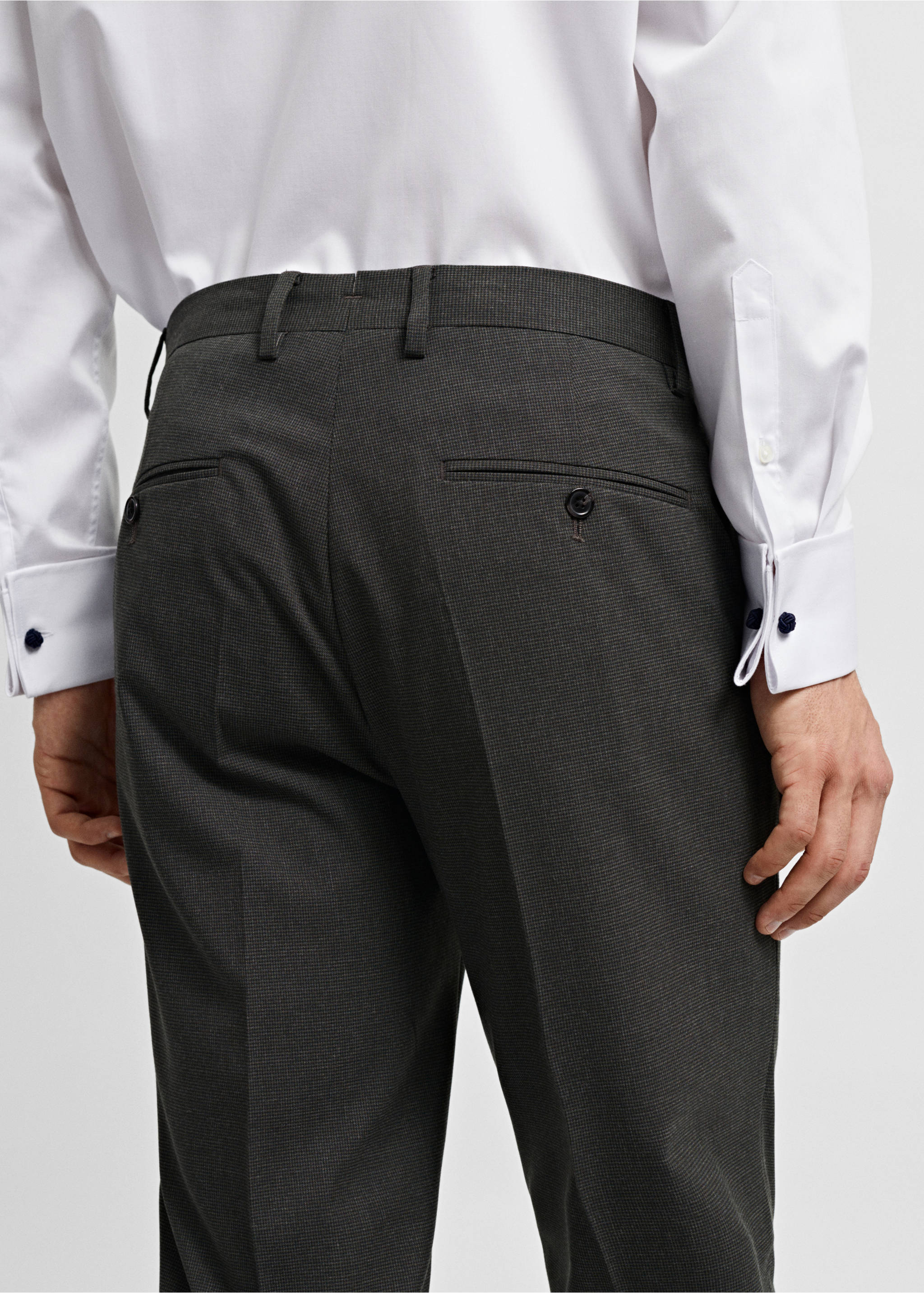Stretch-fabric slim-fit suit trousers - Details of the article 4, Green. Ref: 67000648-00.