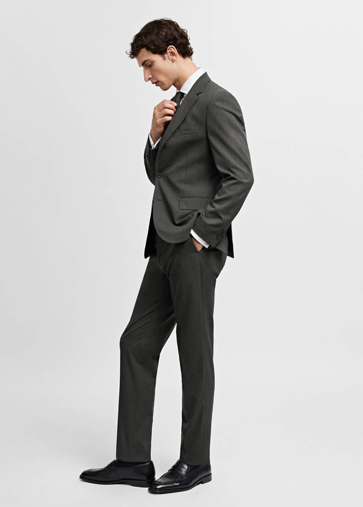 Stretch-fabric slim-fit suit trousers — Green