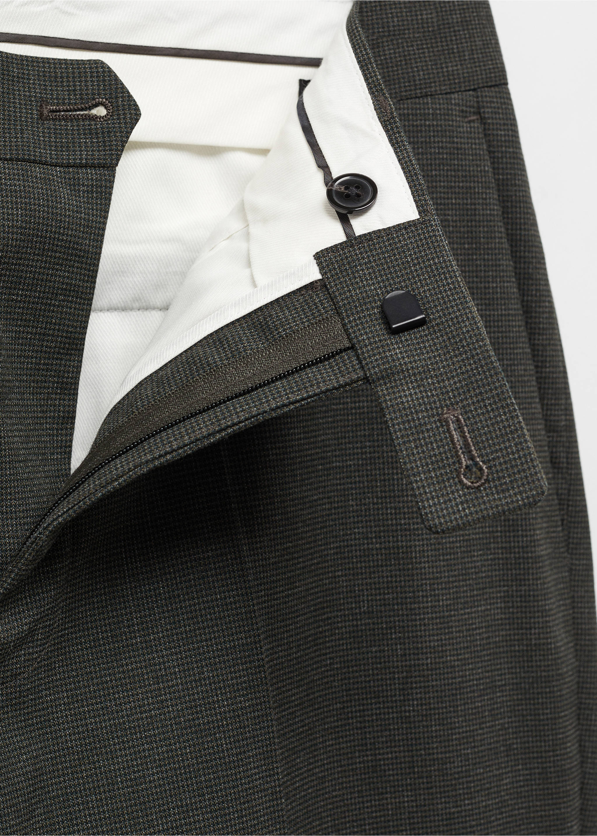 Stretch-fabric slim-fit suit trousers - Details of the article 8, Green. Ref: 67000648-00.