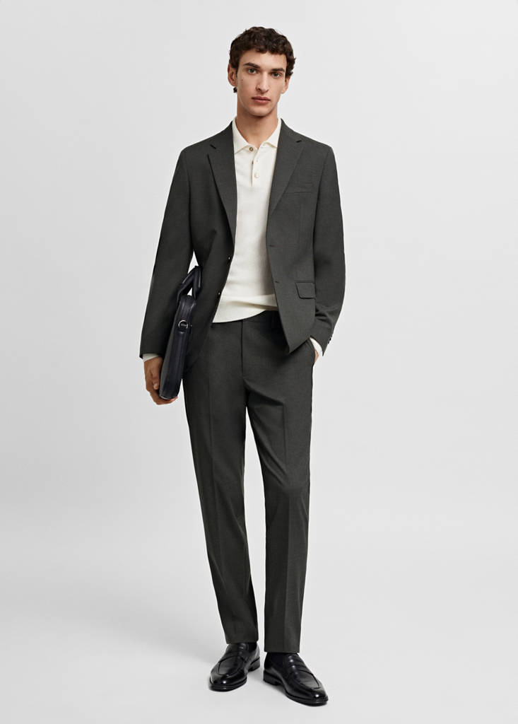 Stretch-fabric slim-fit suit trousers — Green