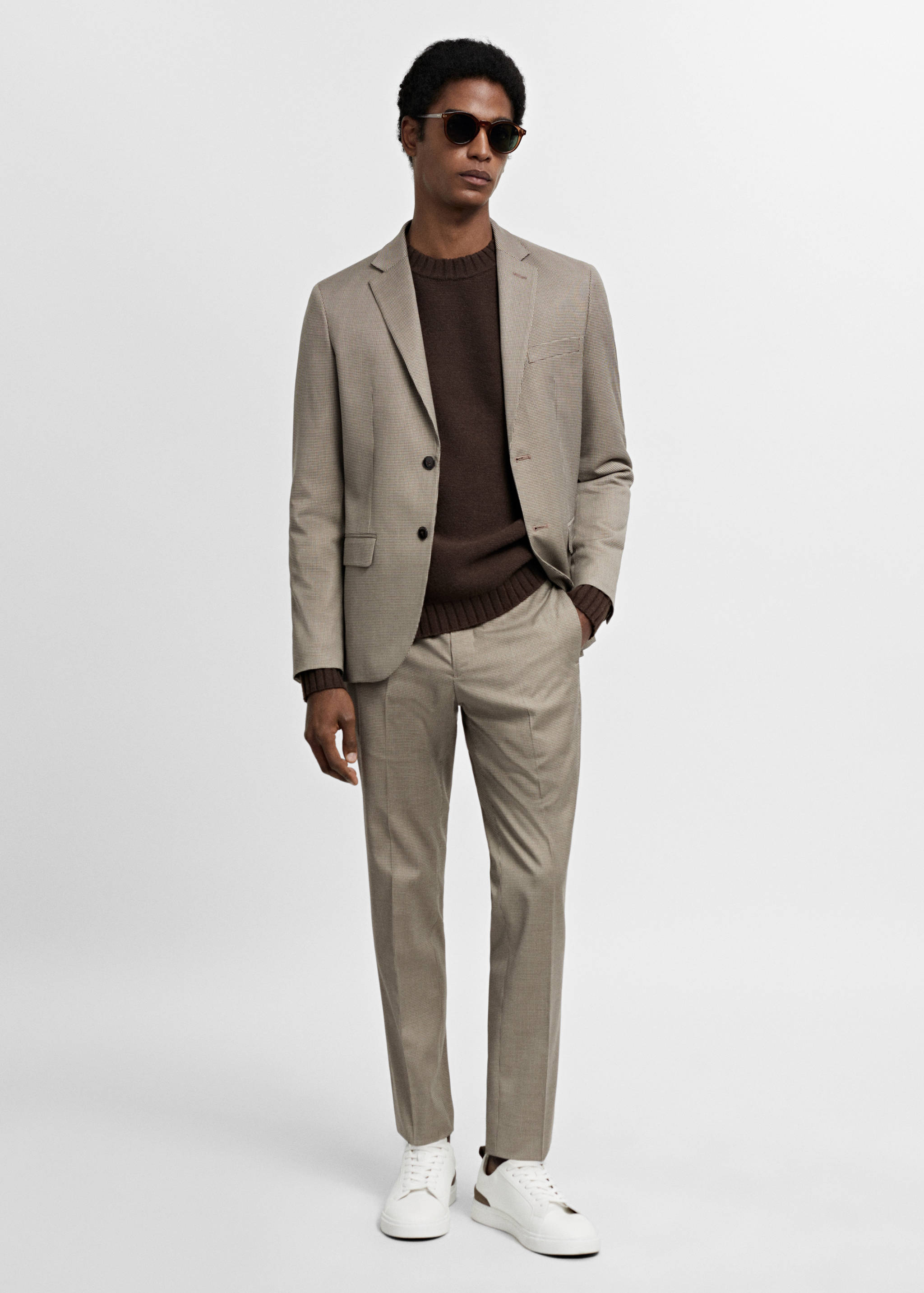 Stretch fabric super slim-fit suit trousers - General plane