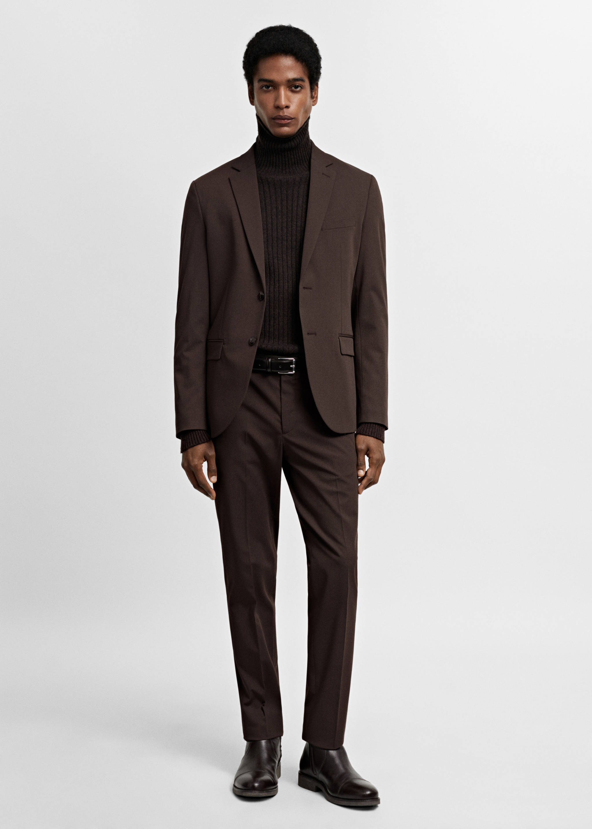 Stretch fabric super slim-fit suit trousers - General plane