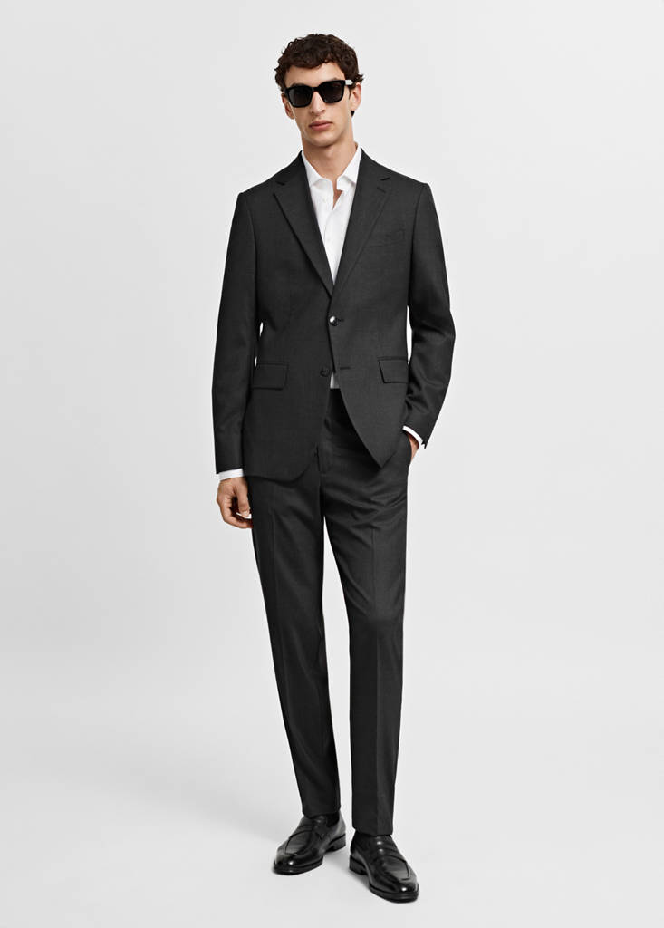 Slim fit cool wool suit trousers — Grey