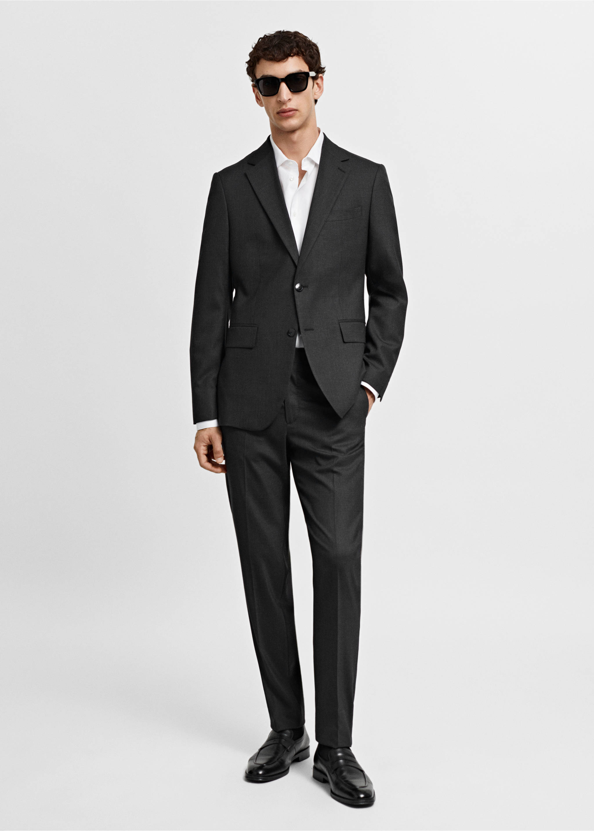 Slim fit cool wool suit trousers - General plane, Grey. Ref: 67000656-00.