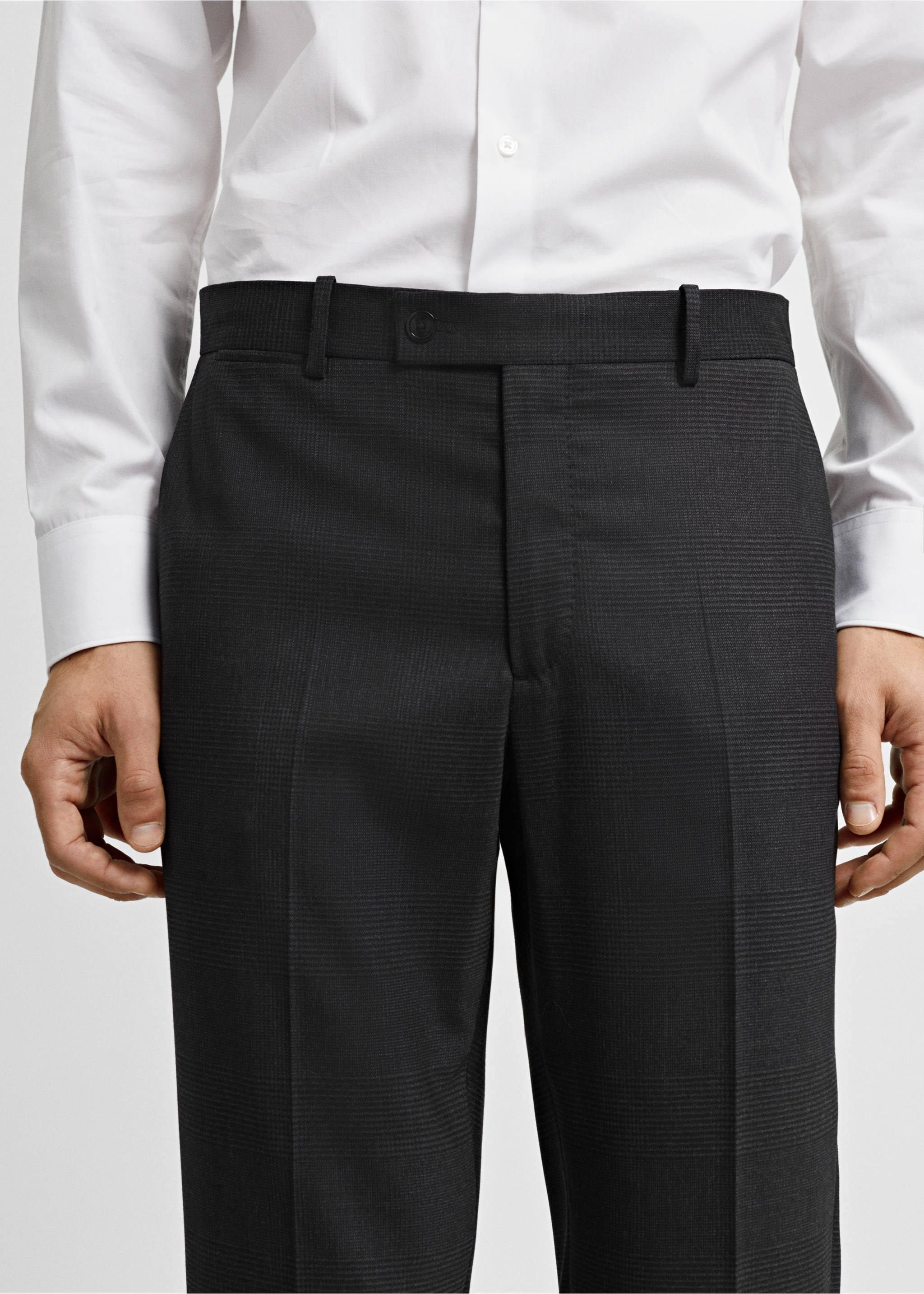 Slim fit cool wool suit trousers - Details of the article 1, Grey. Ref: 67000656-00.