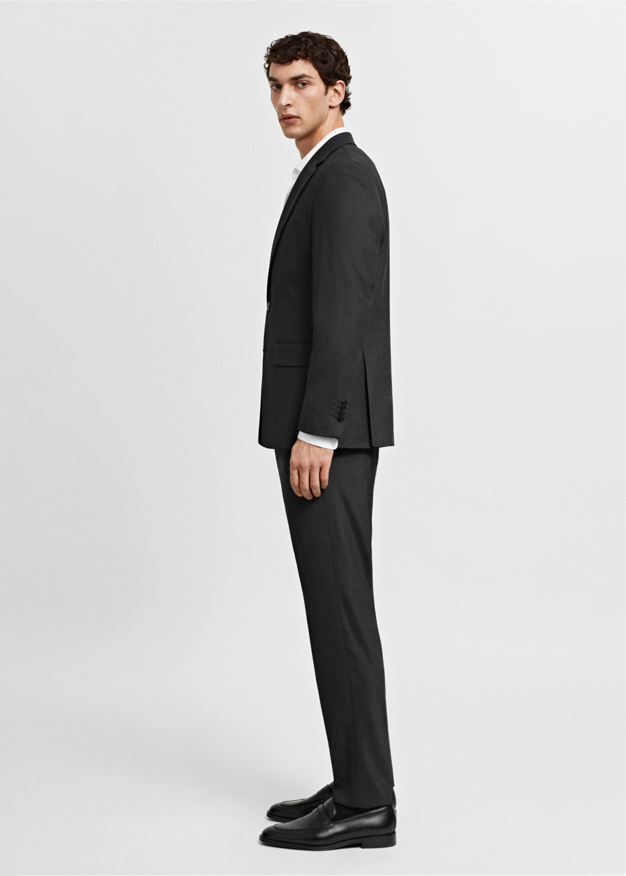 Slim fit cool wool suit trousers - Details of the article 2, Grey. Ref: 67000656-00.