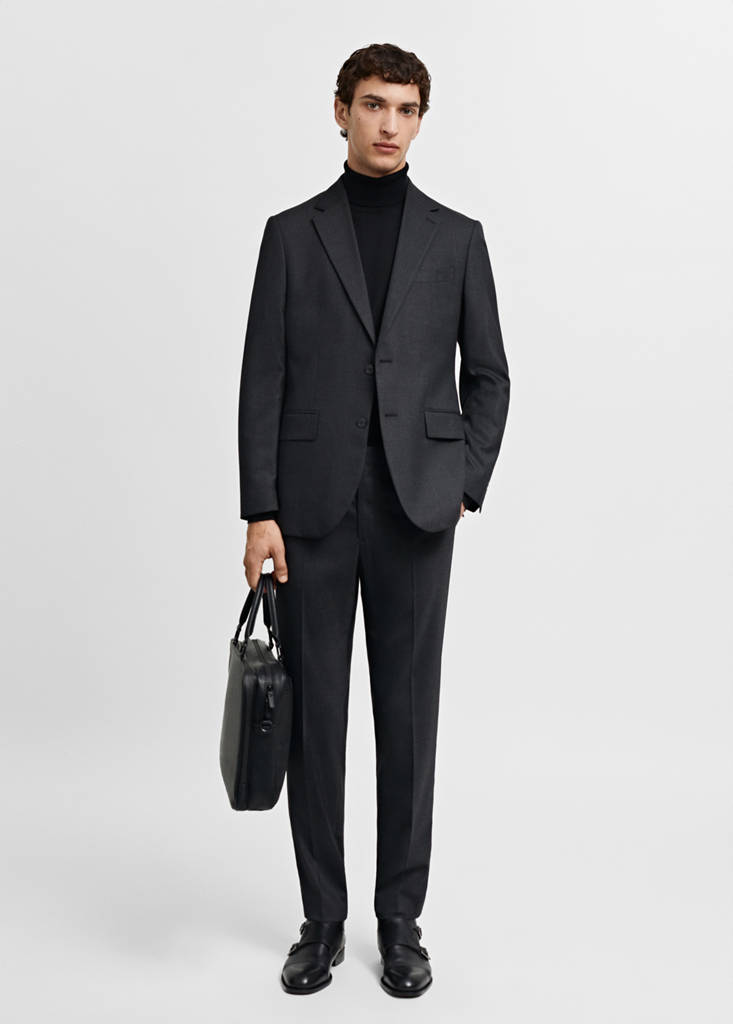 Slim fit cool wool suit trousers — Grey