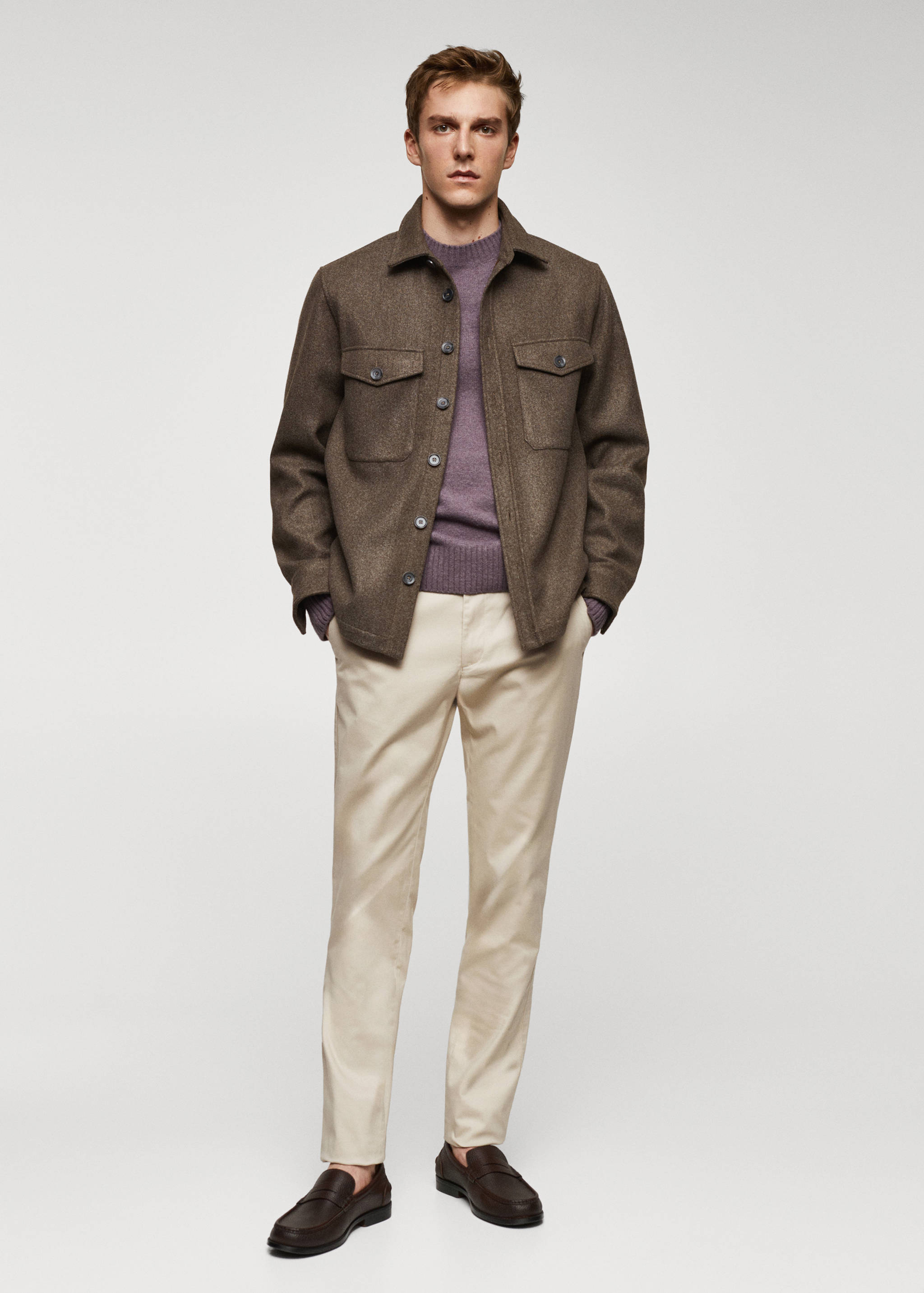 Slim fit serge chino trousers - General plane
