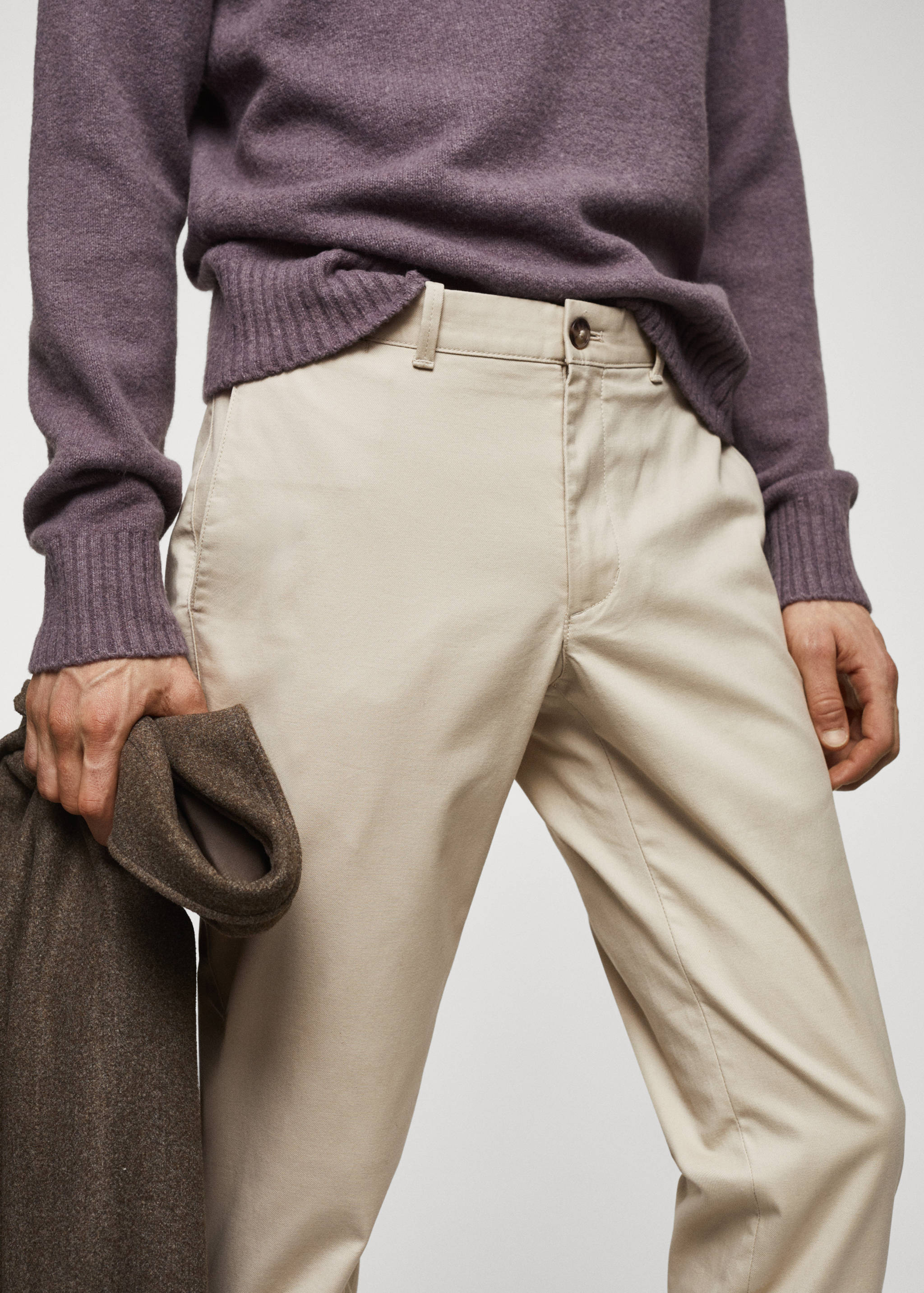 Slim fit serge chino trousers - Details of the article 1