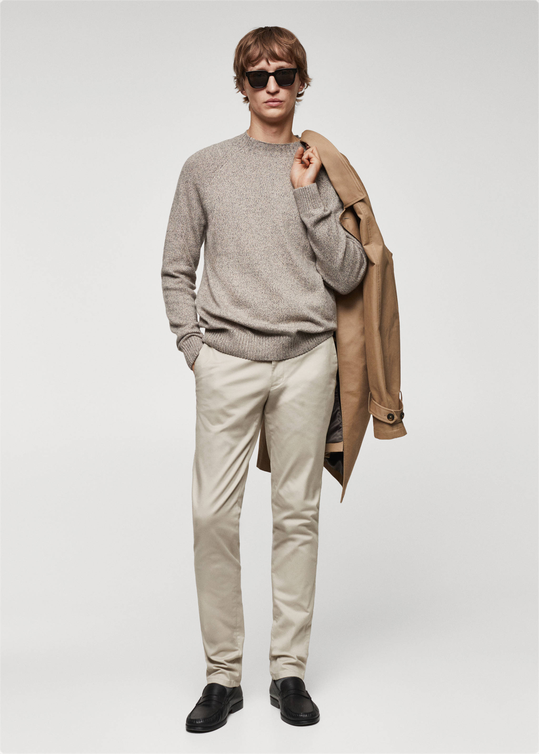 Slim fit serge chino trousers - General plane