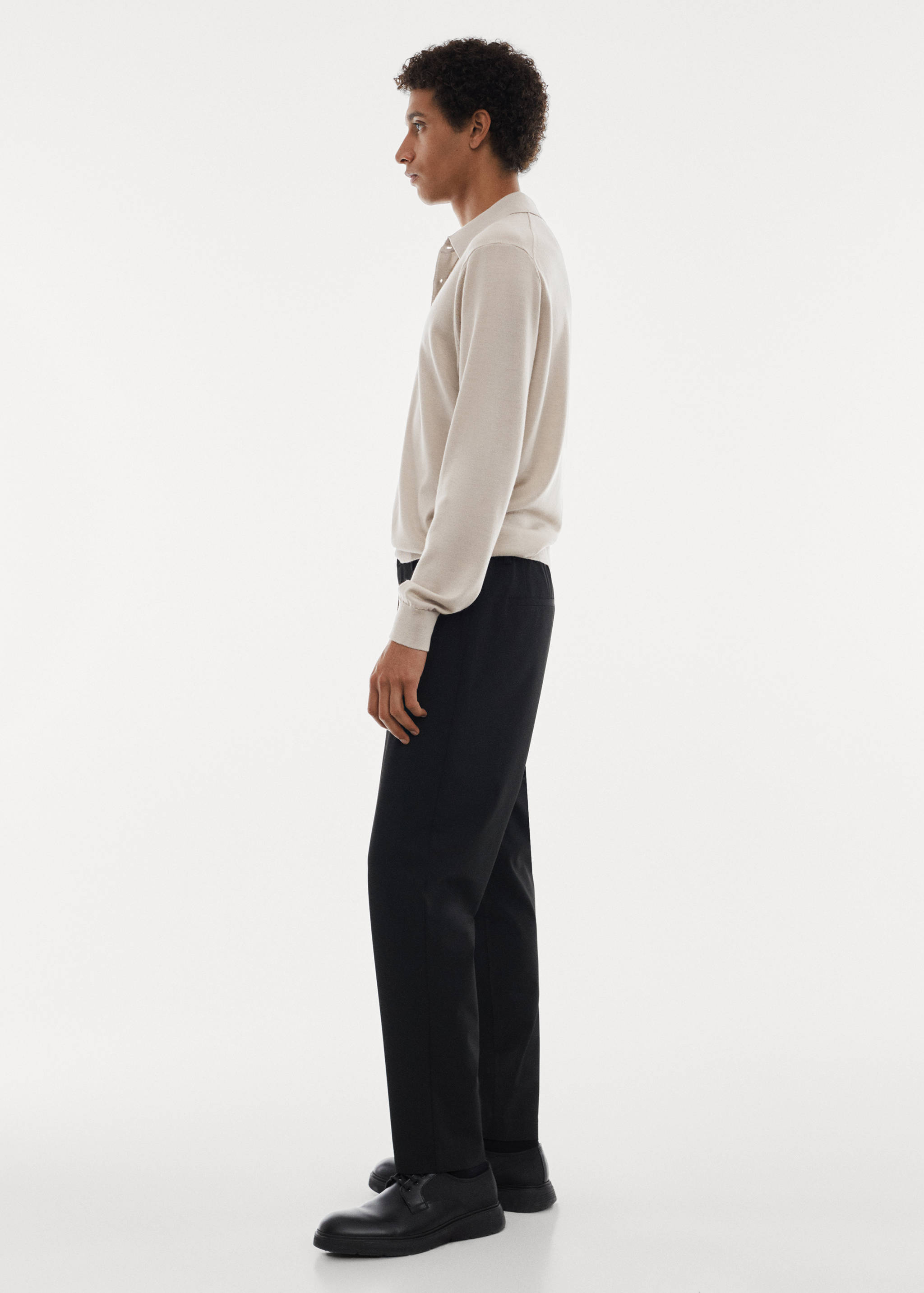 100% merino wool long-sleeved polo shirt - Reverse of the article