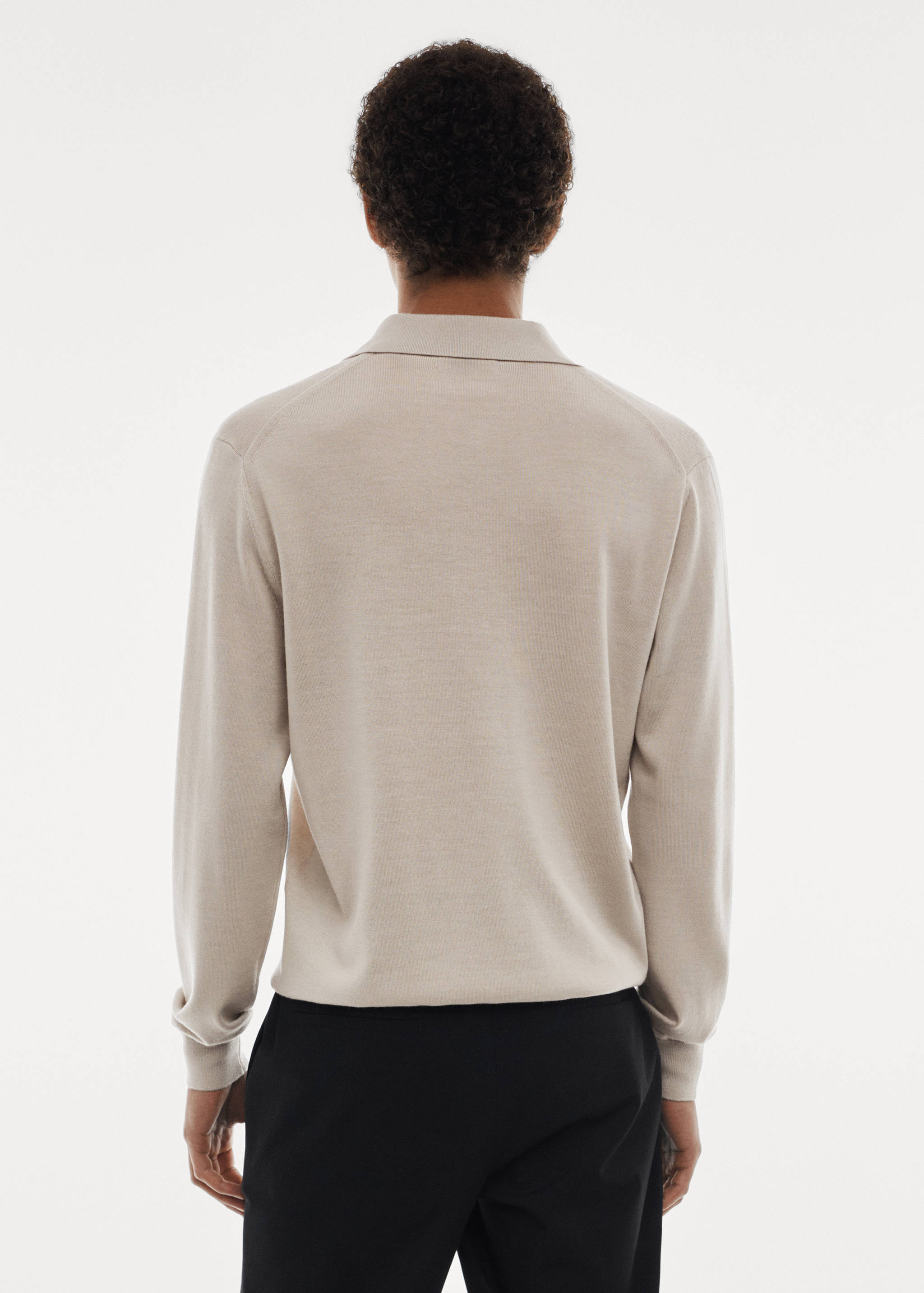 100% merino wool long-sleeved polo shirt - Details of the article 2