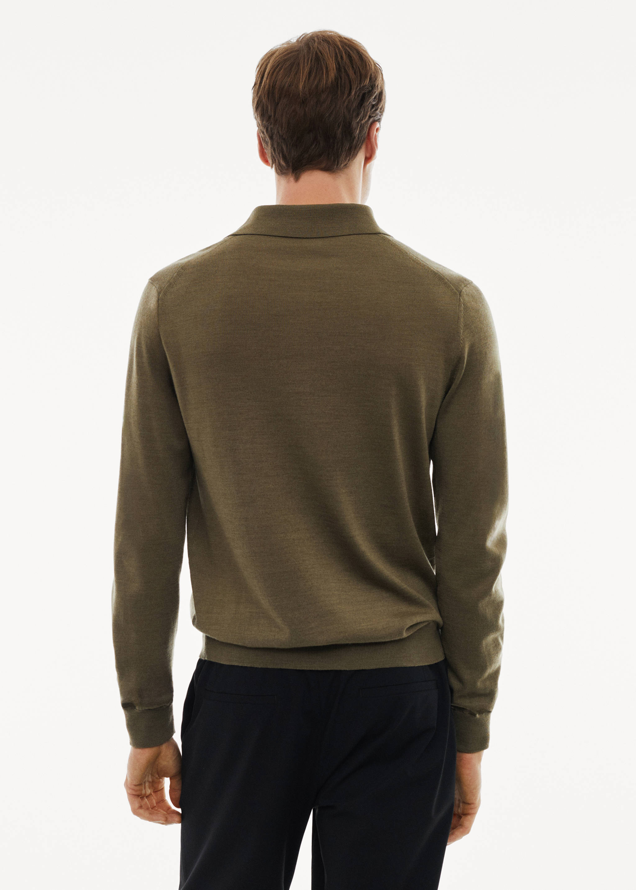100% merino wool long-sleeved polo shirt - Reverse of the article