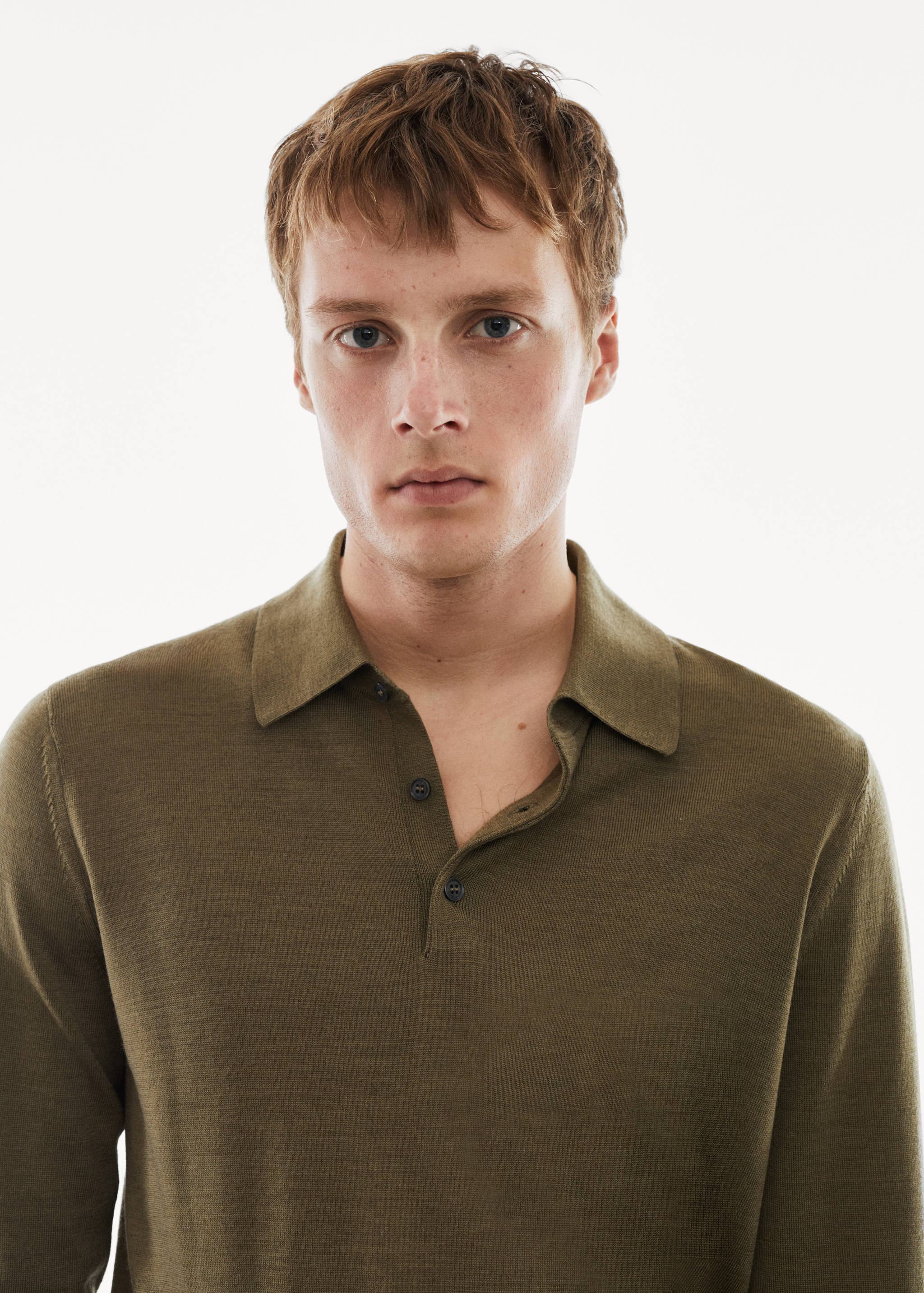 100% merino wool long-sleeved polo shirt - Details of the article 1