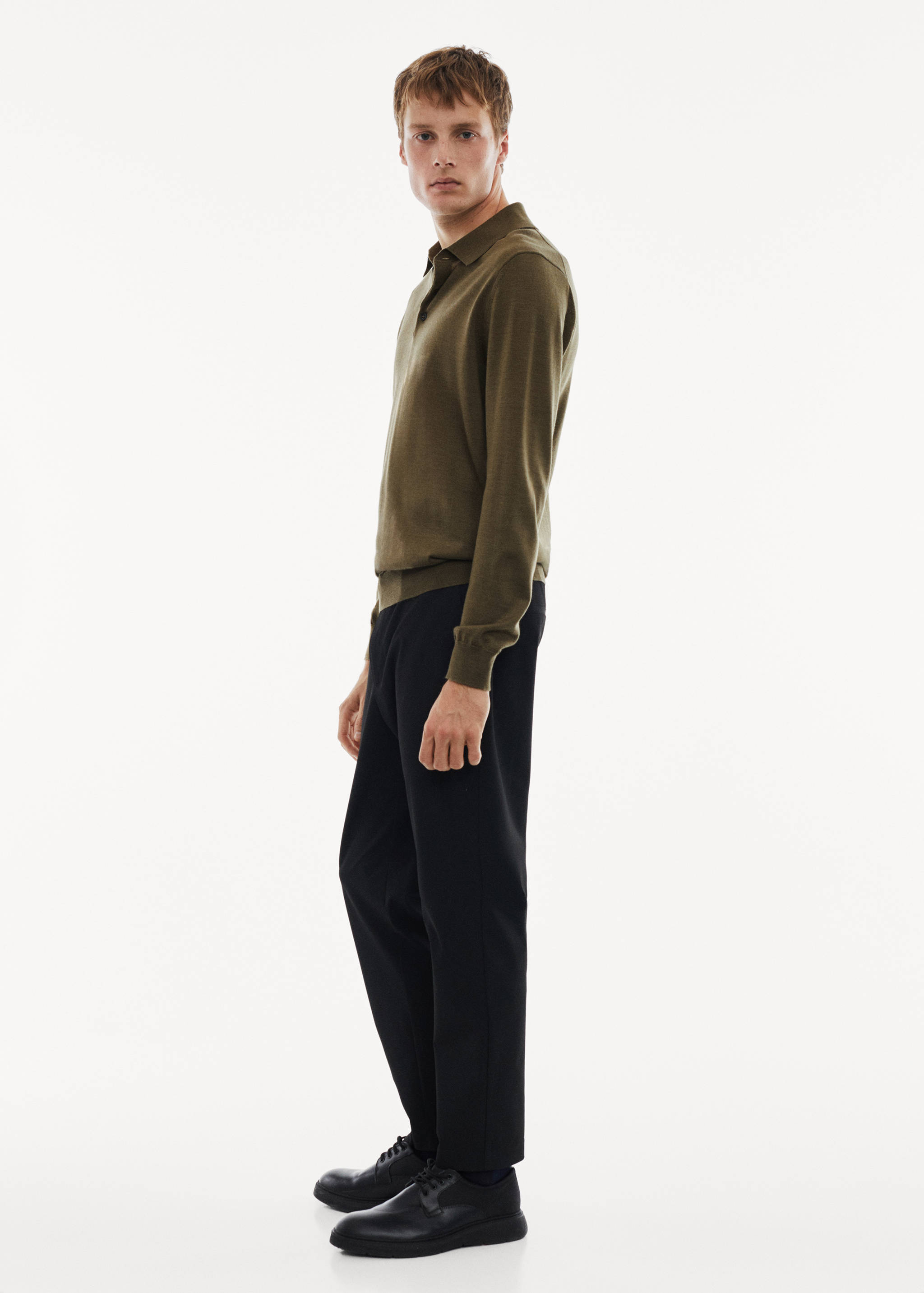 100% merino wool long-sleeved polo shirt - Details of the article 2