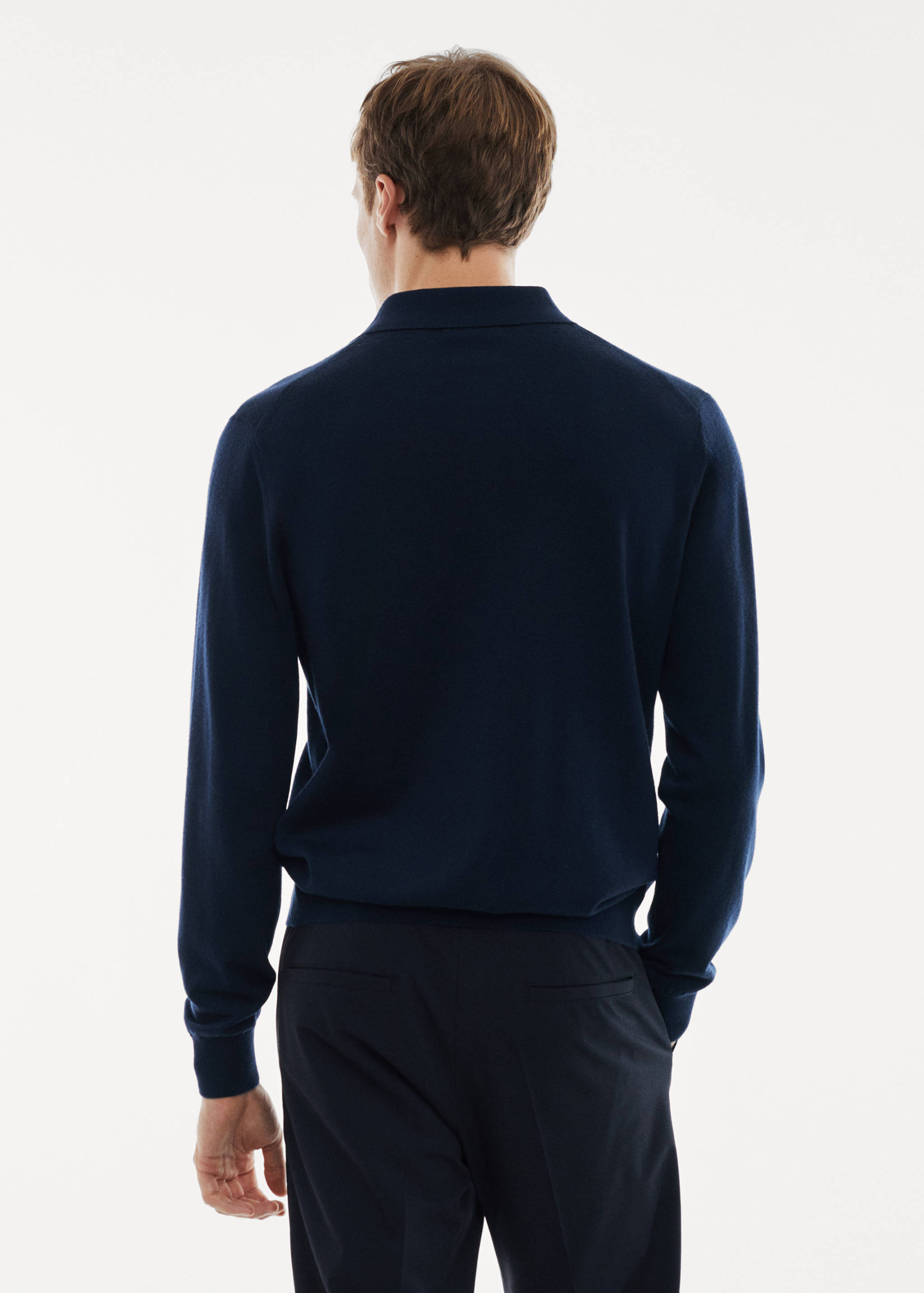 100% merino wool long-sleeved polo shirt - Reverse of the article