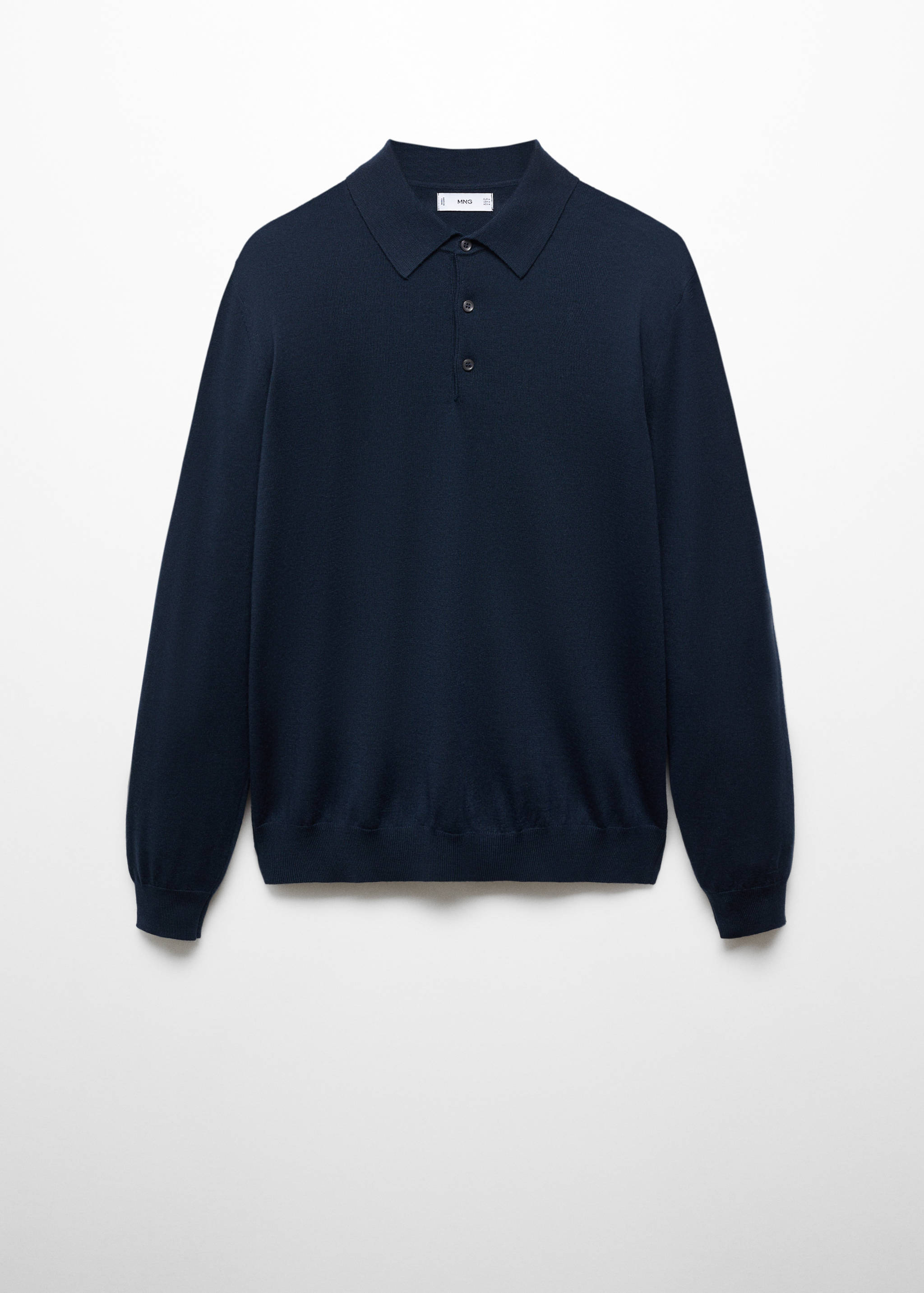 100% merino wool long-sleeved polo shirt - Article without model