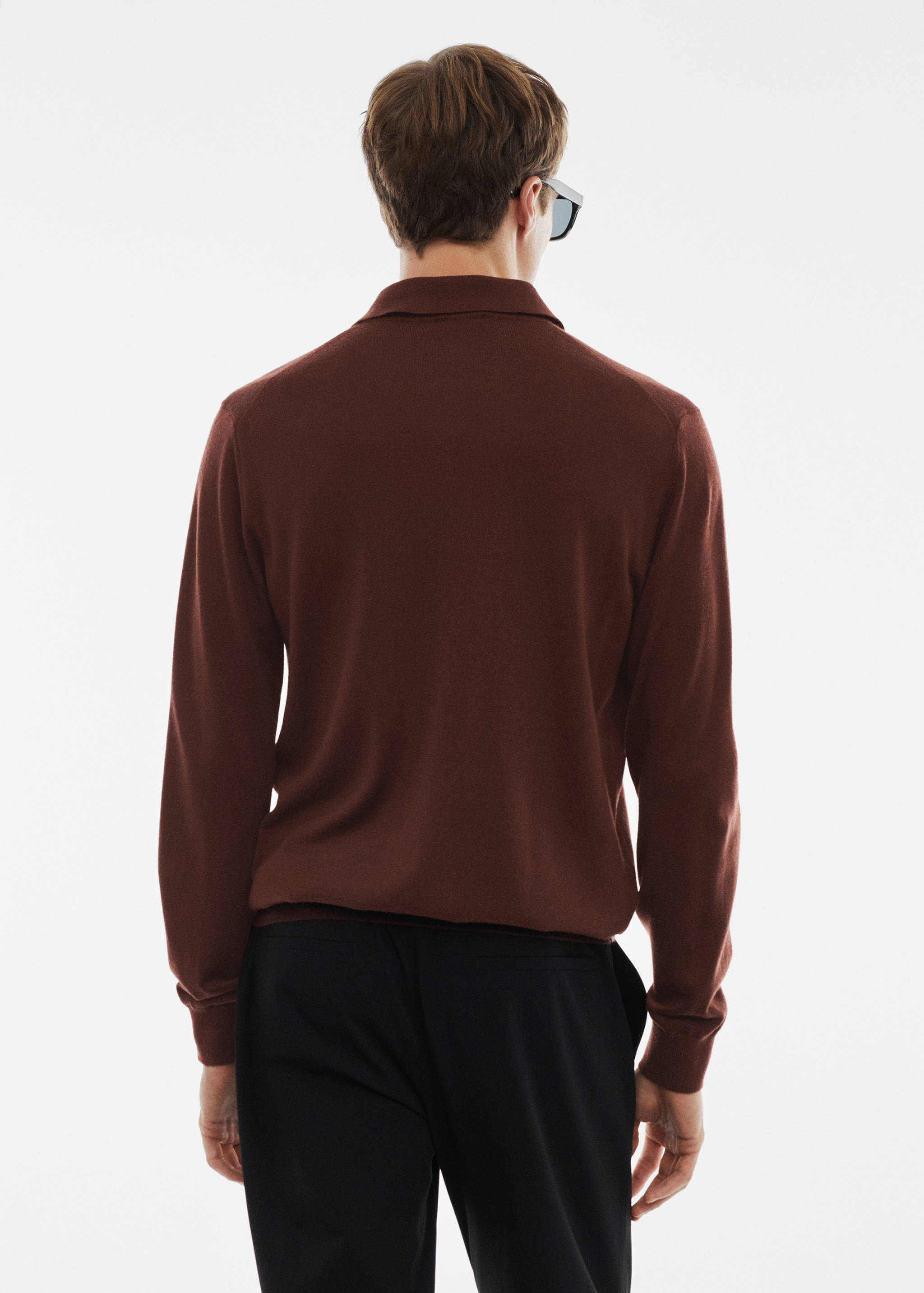 100% merino wool long-sleeved polo shirt - Reverse of the article