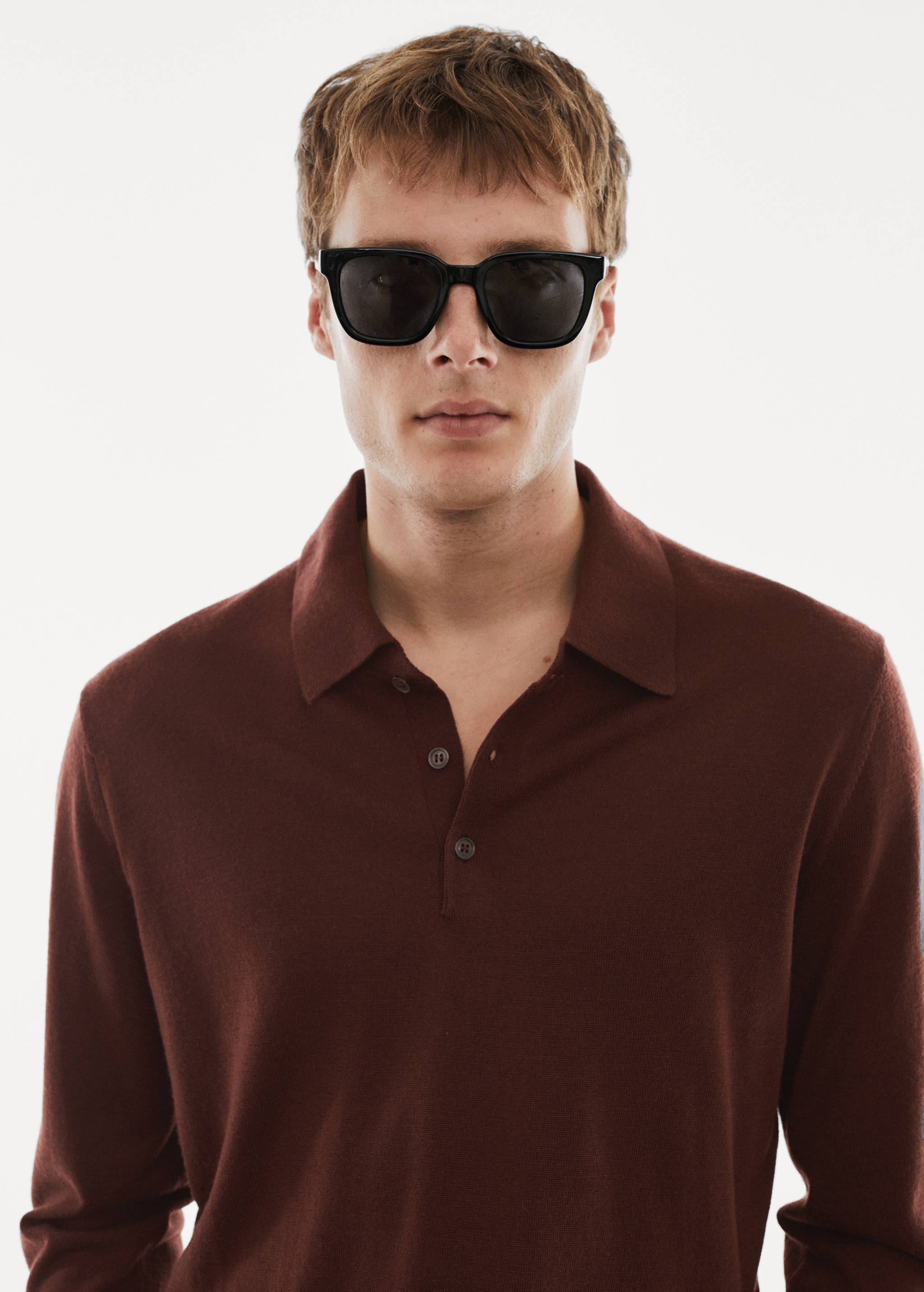 100% merino wool long-sleeved polo shirt - Details of the article 1