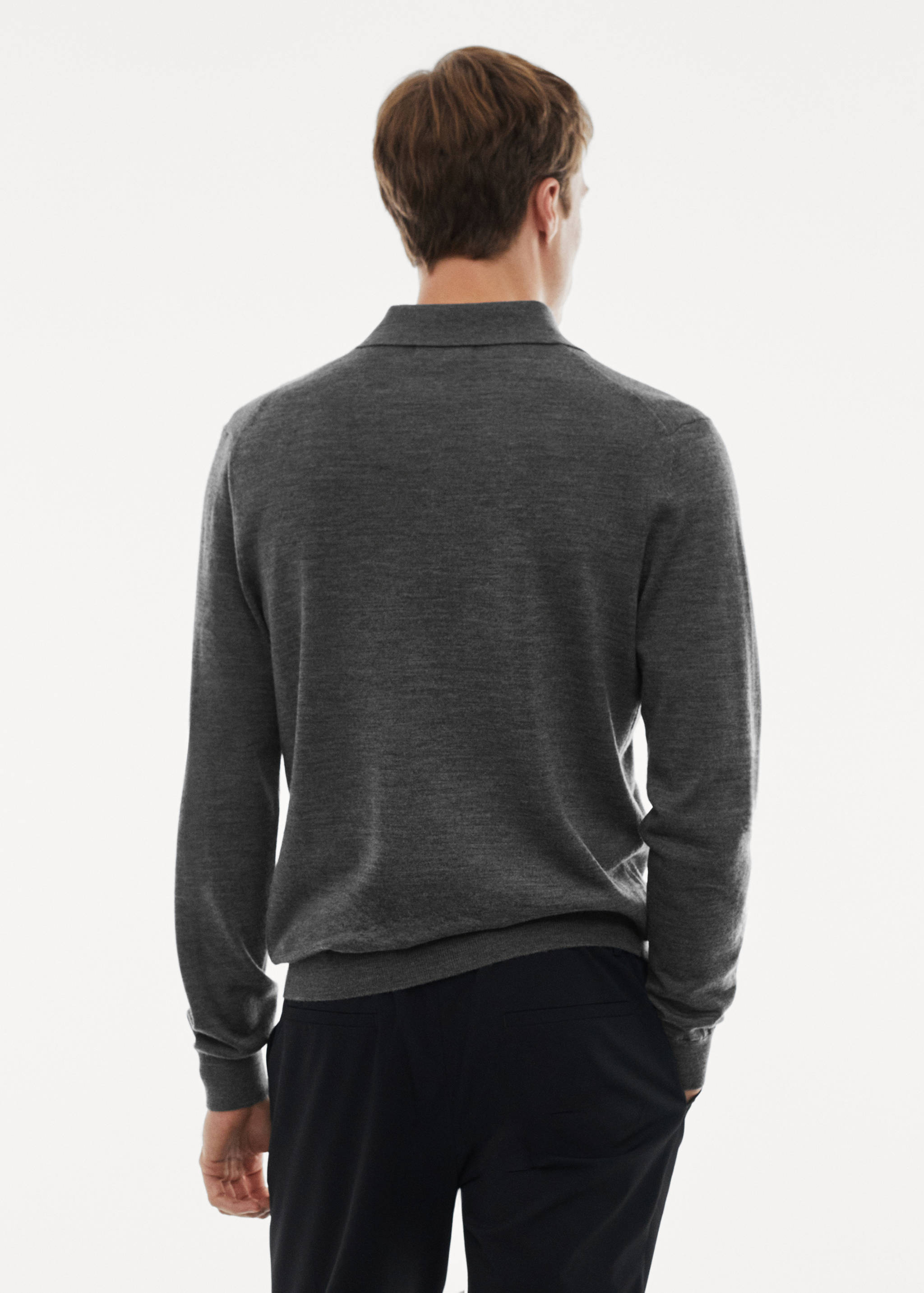 100% merino wool long-sleeved polo shirt - Reverse of the article