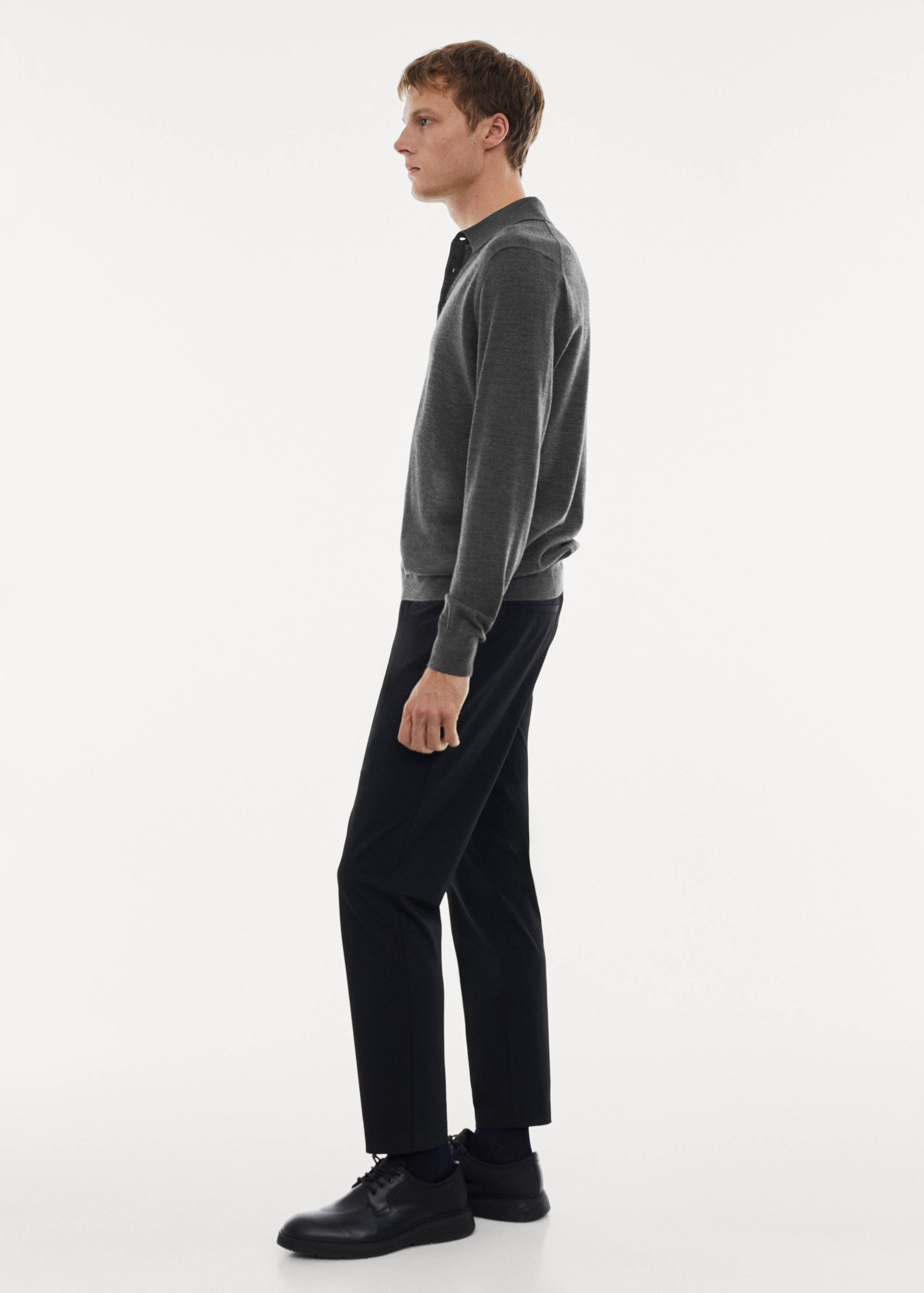 100% merino wool long-sleeved polo shirt - Details of the article 2