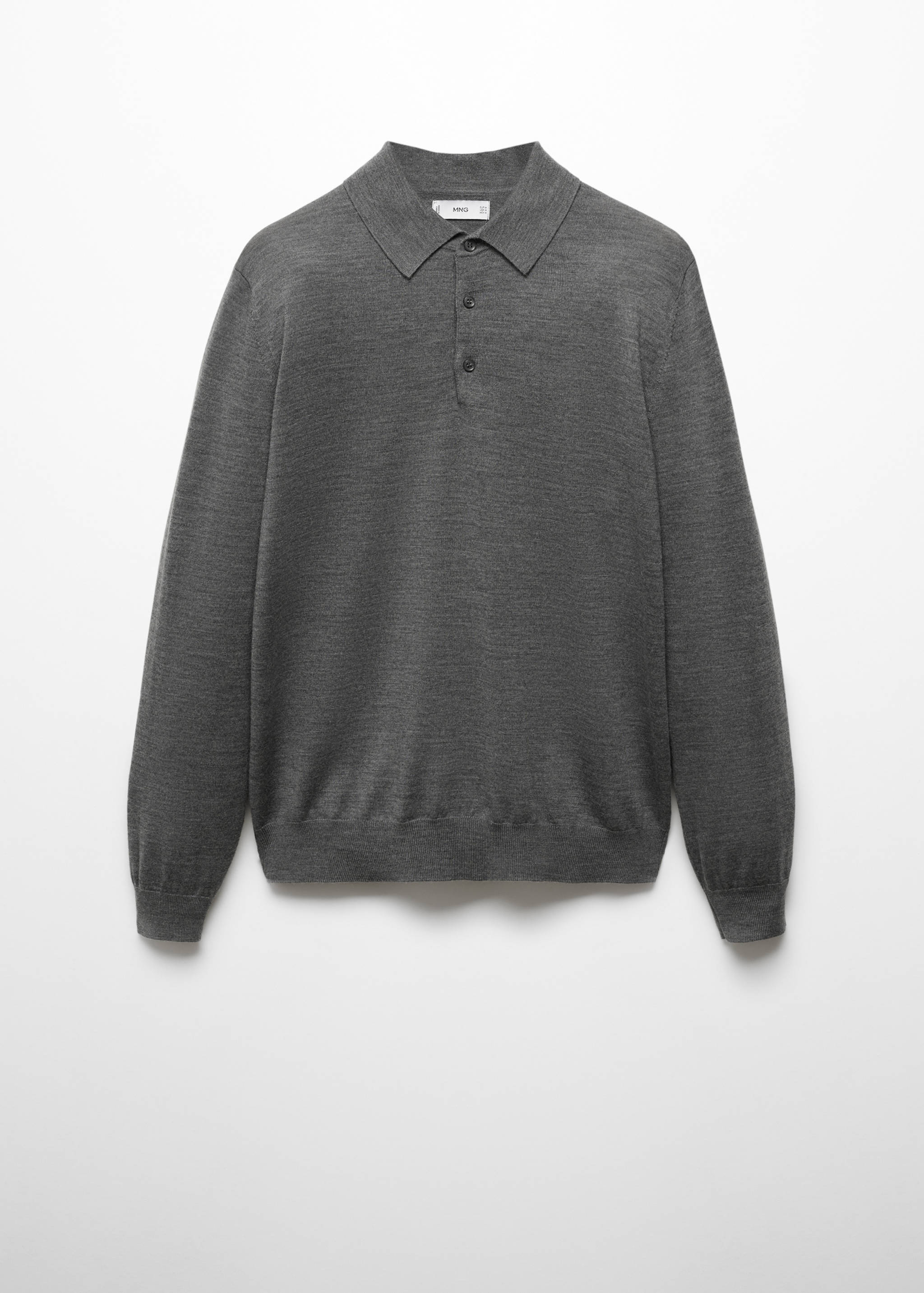100% merino wool long-sleeved polo shirt - Article without model