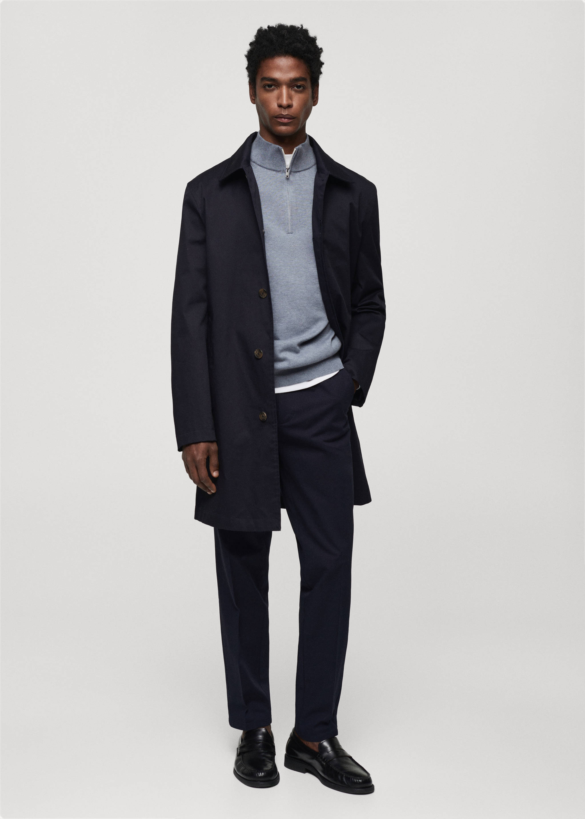 Pull-over coton col zippé - Plan général