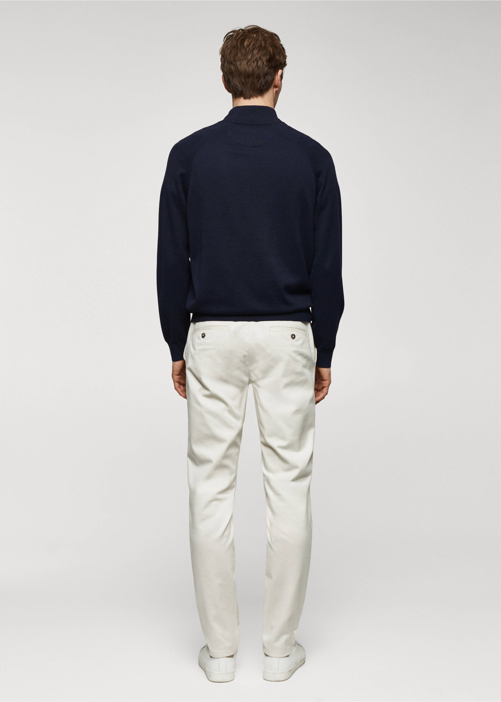 Cotton sweater with neck zip - Reverse of the article, Navy. Ref: 67000662-00.