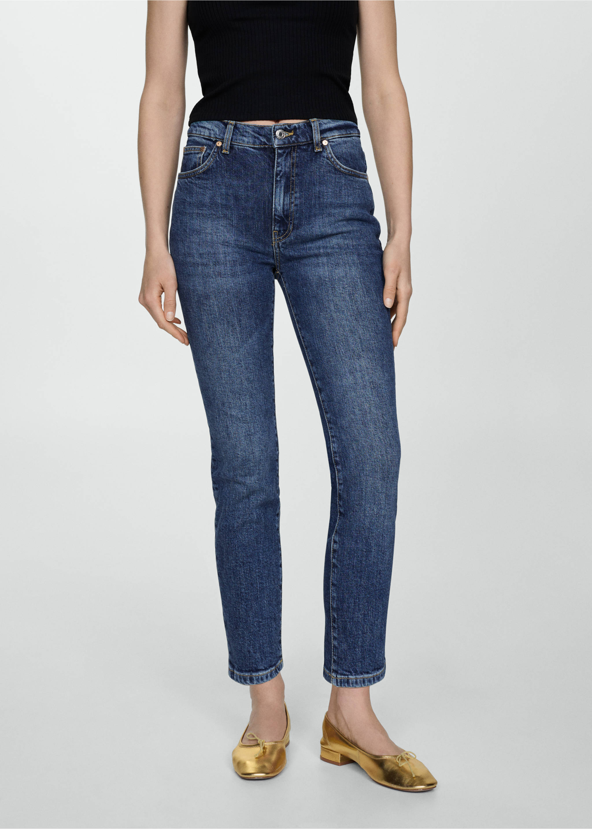 Jeans Claudia slim crop - Plano medio, Azul oscuro. Ref: 67000680-00.