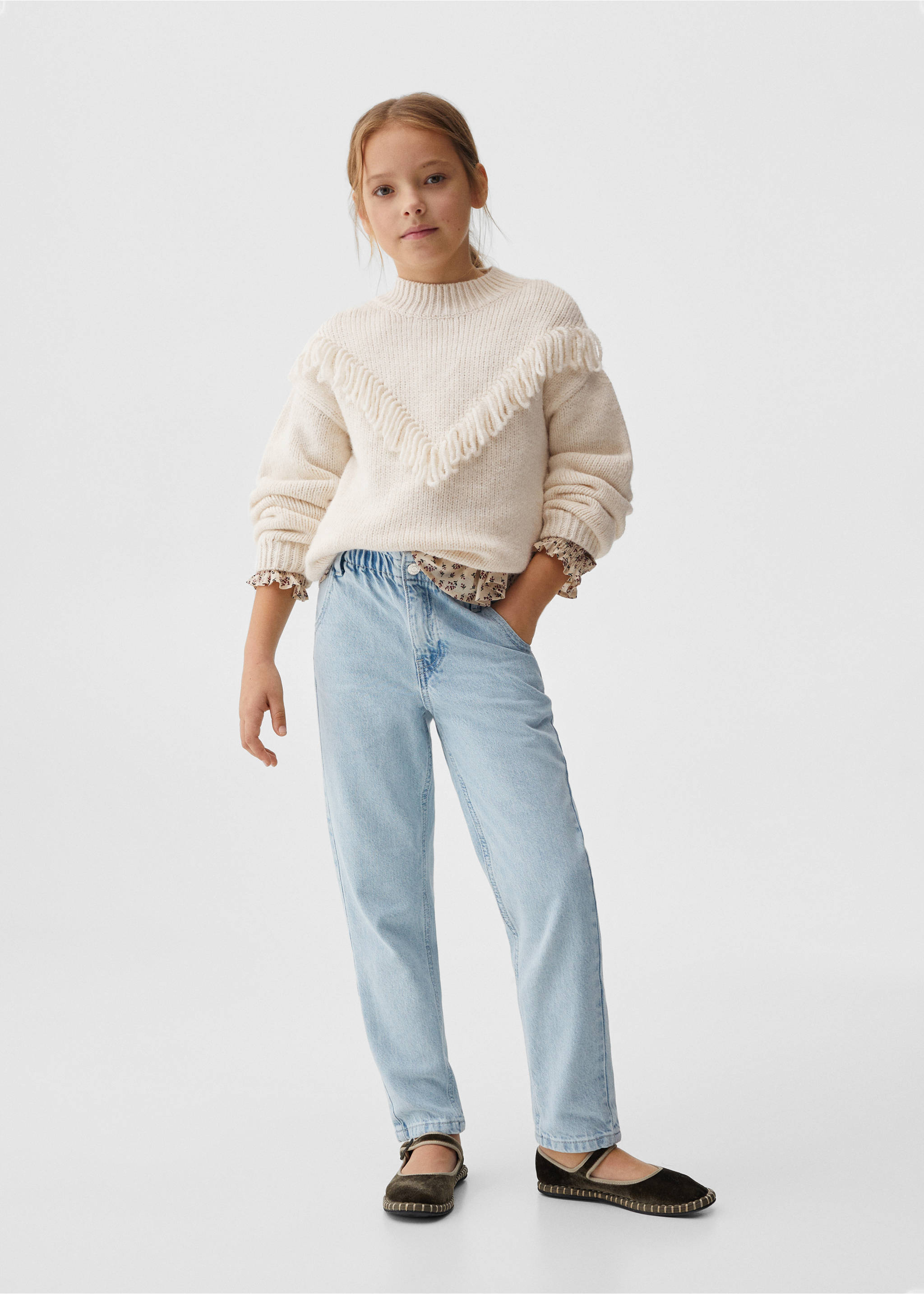 Jeans paperbag - Plano general, Azul claro. Ref: 67000684-00.