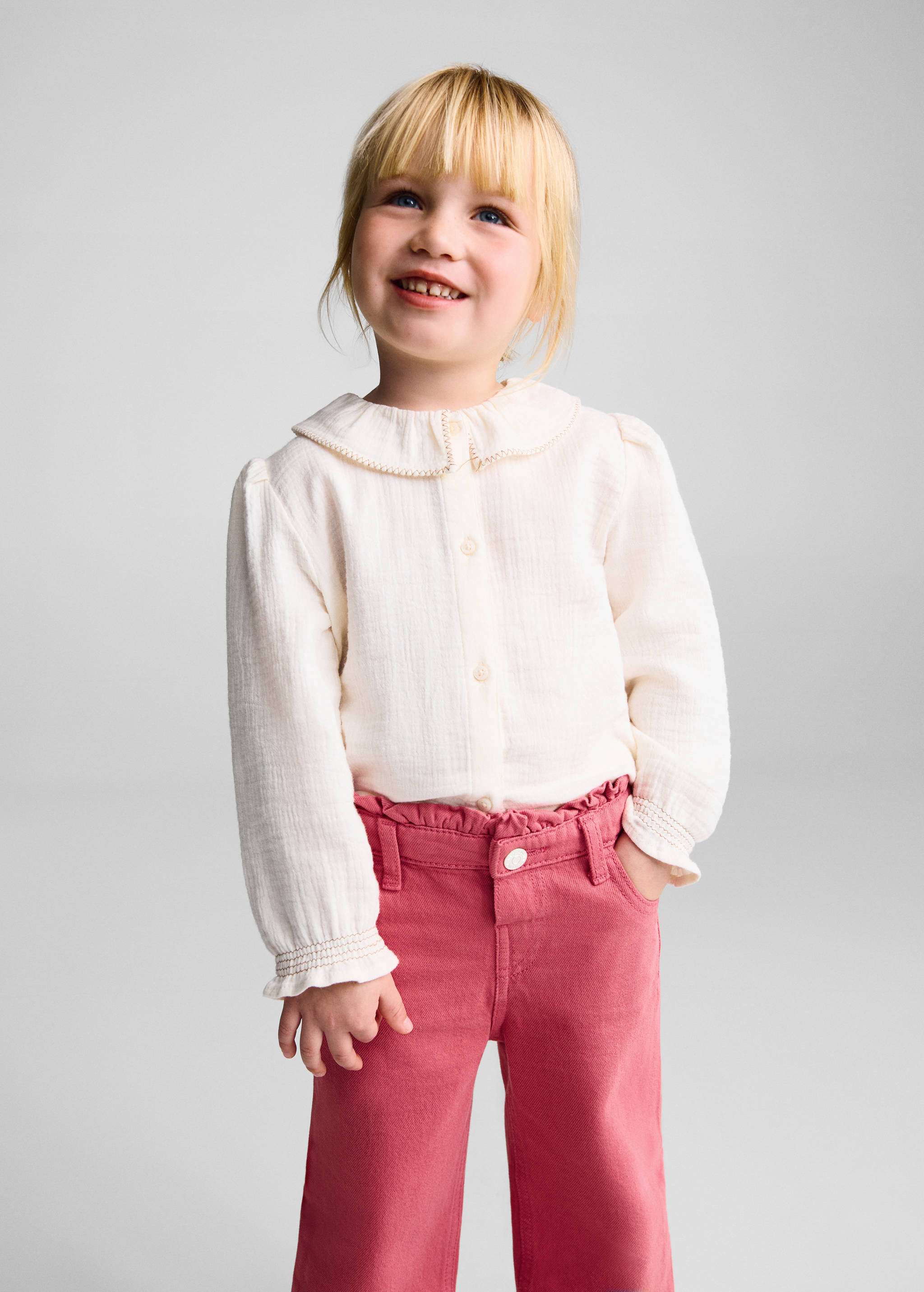 Jeans paperbag de algodão - Plano médio