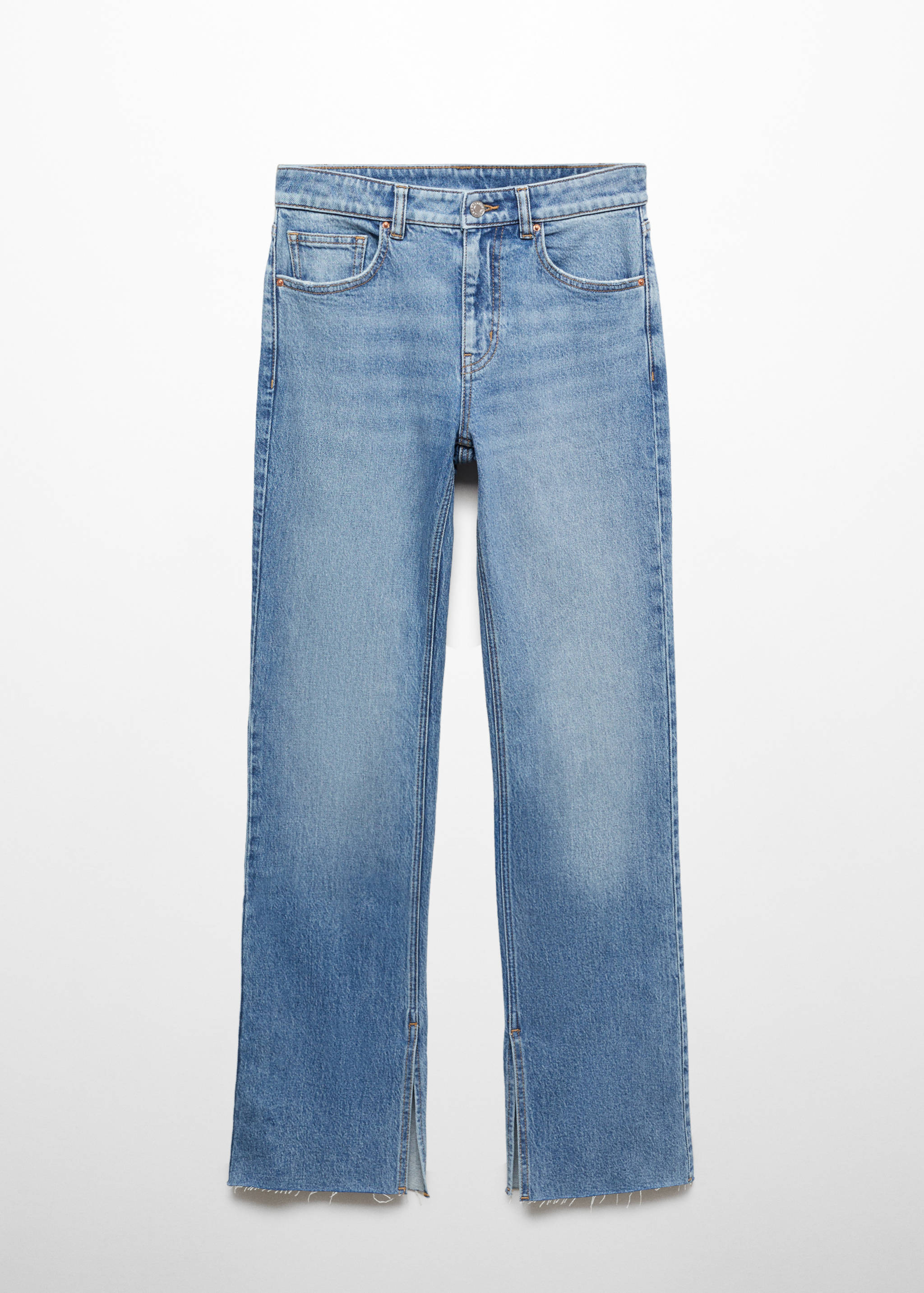 Medium-rise straight jeans with slits - Article without model