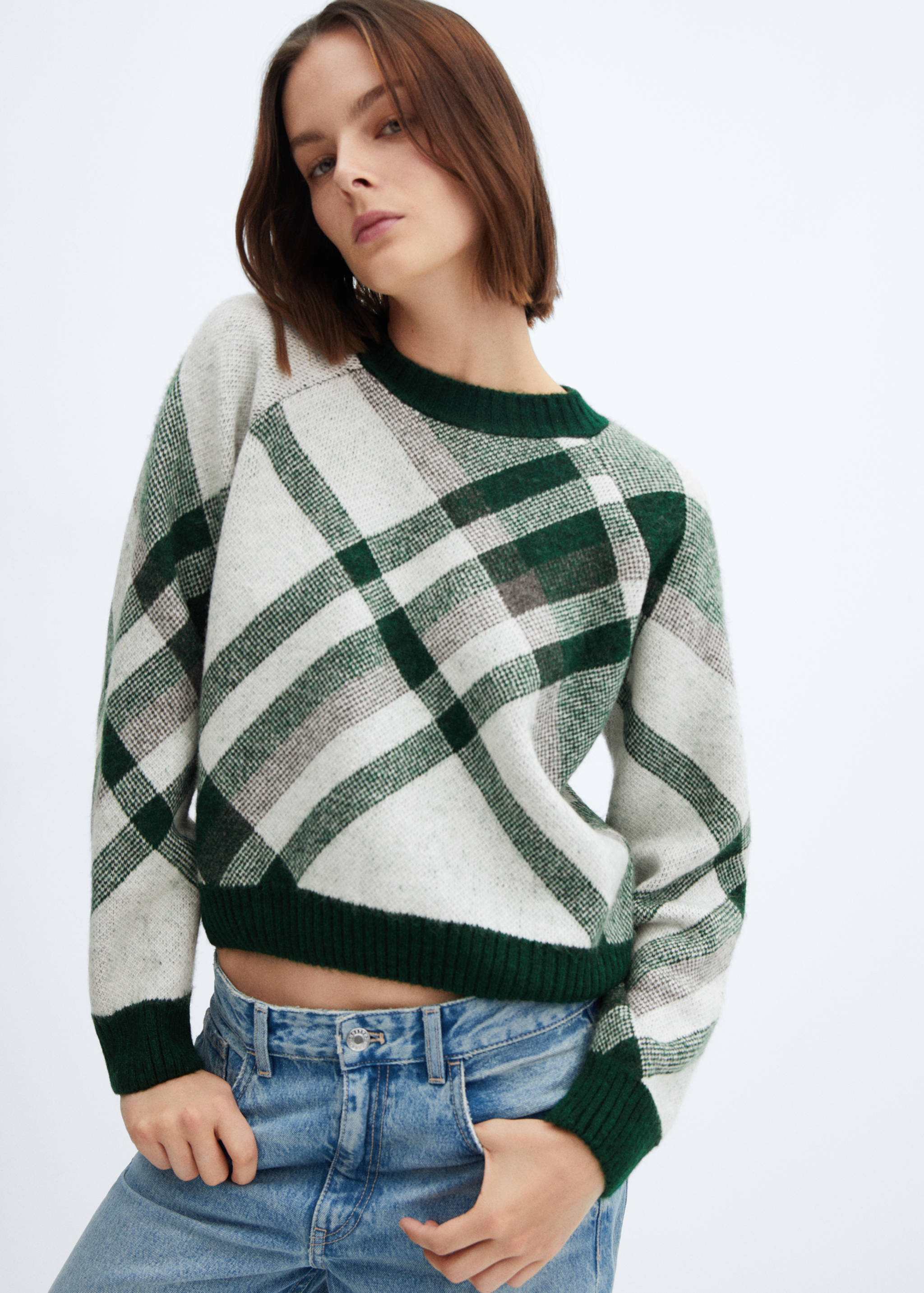 Checks knitted sweater - Medium plane