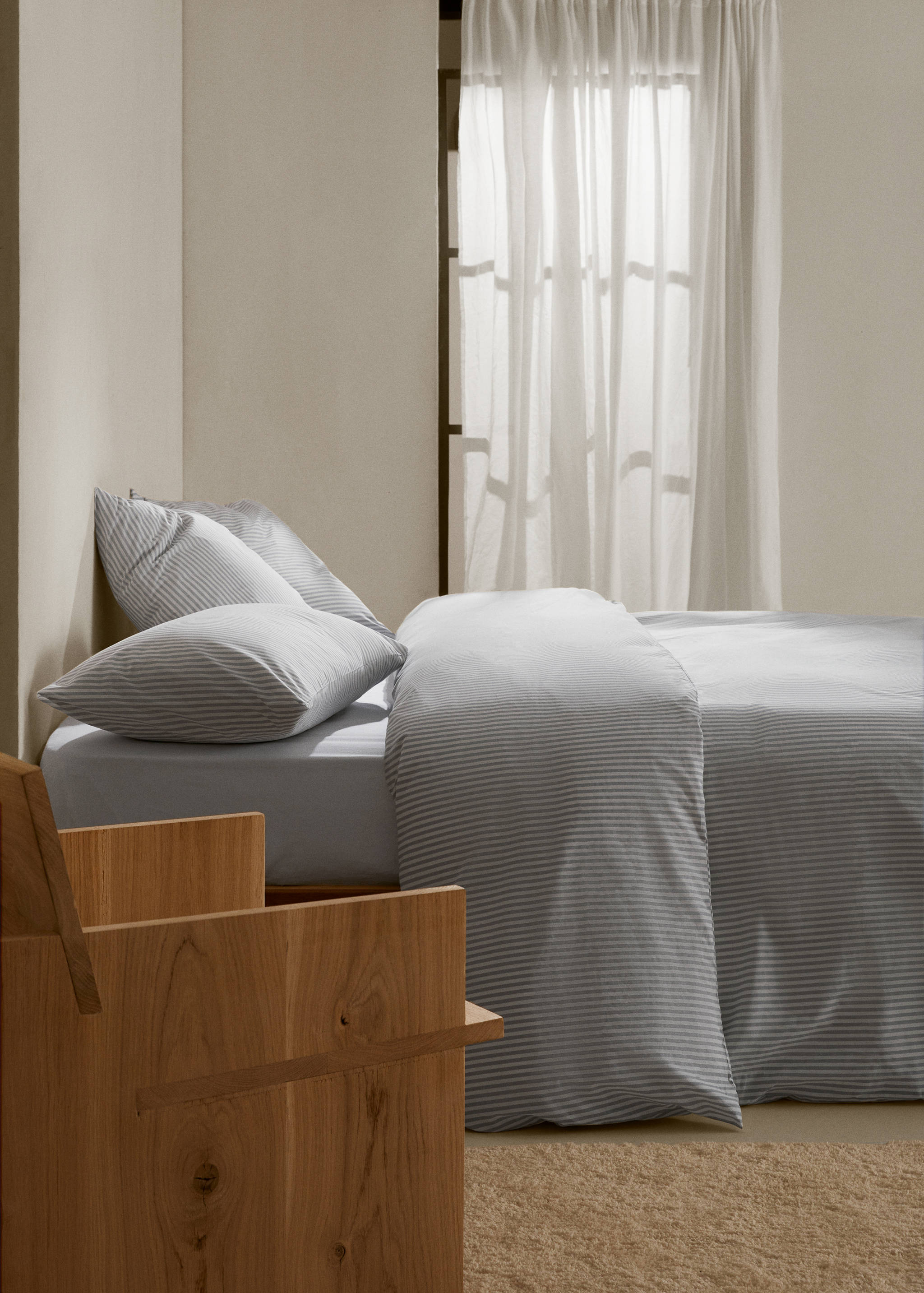 Housse de couette coton rayures lit 150/160 cm - Plan général