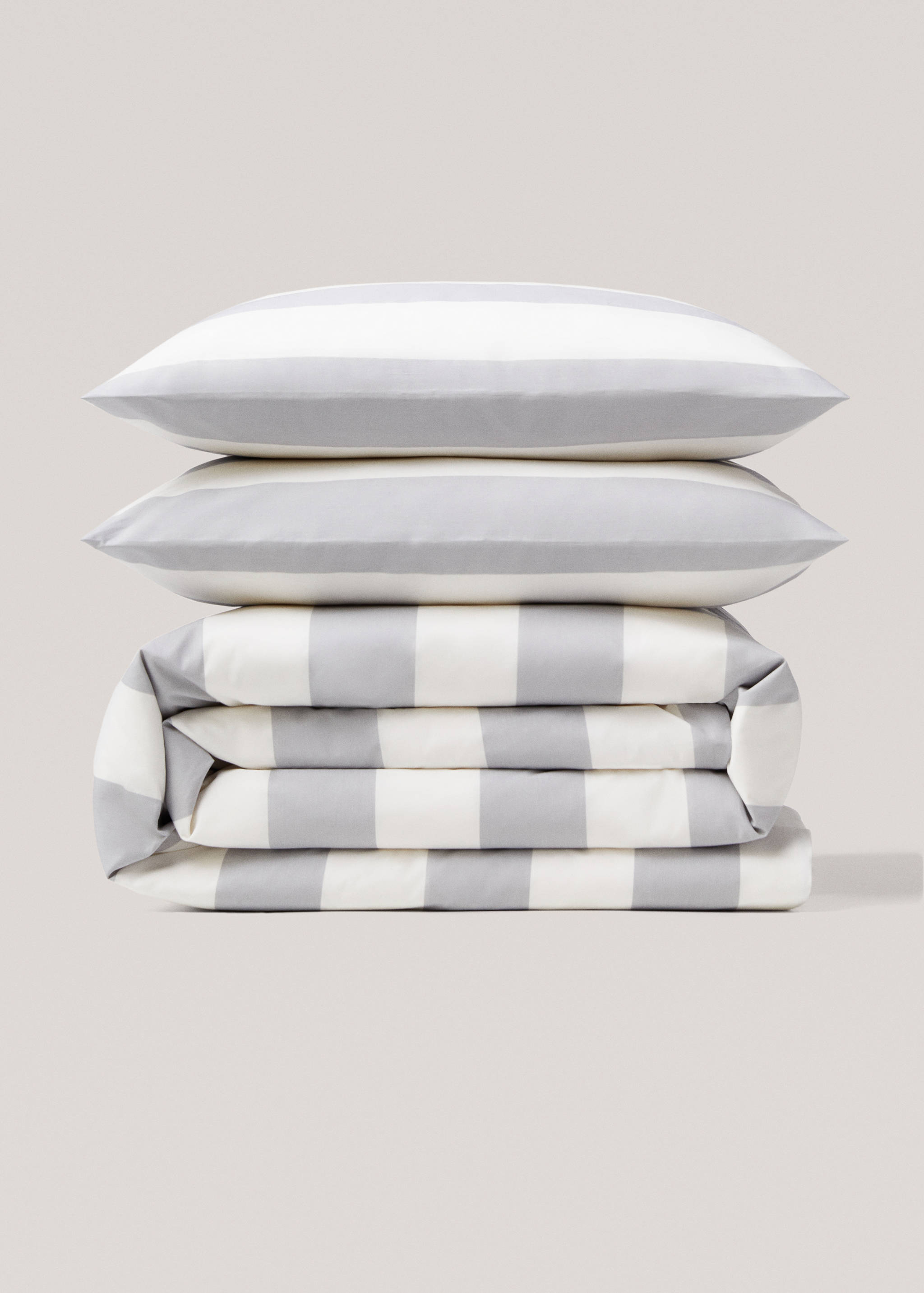 Cotton duvet cover with contrast stripe design king bed - Article without model