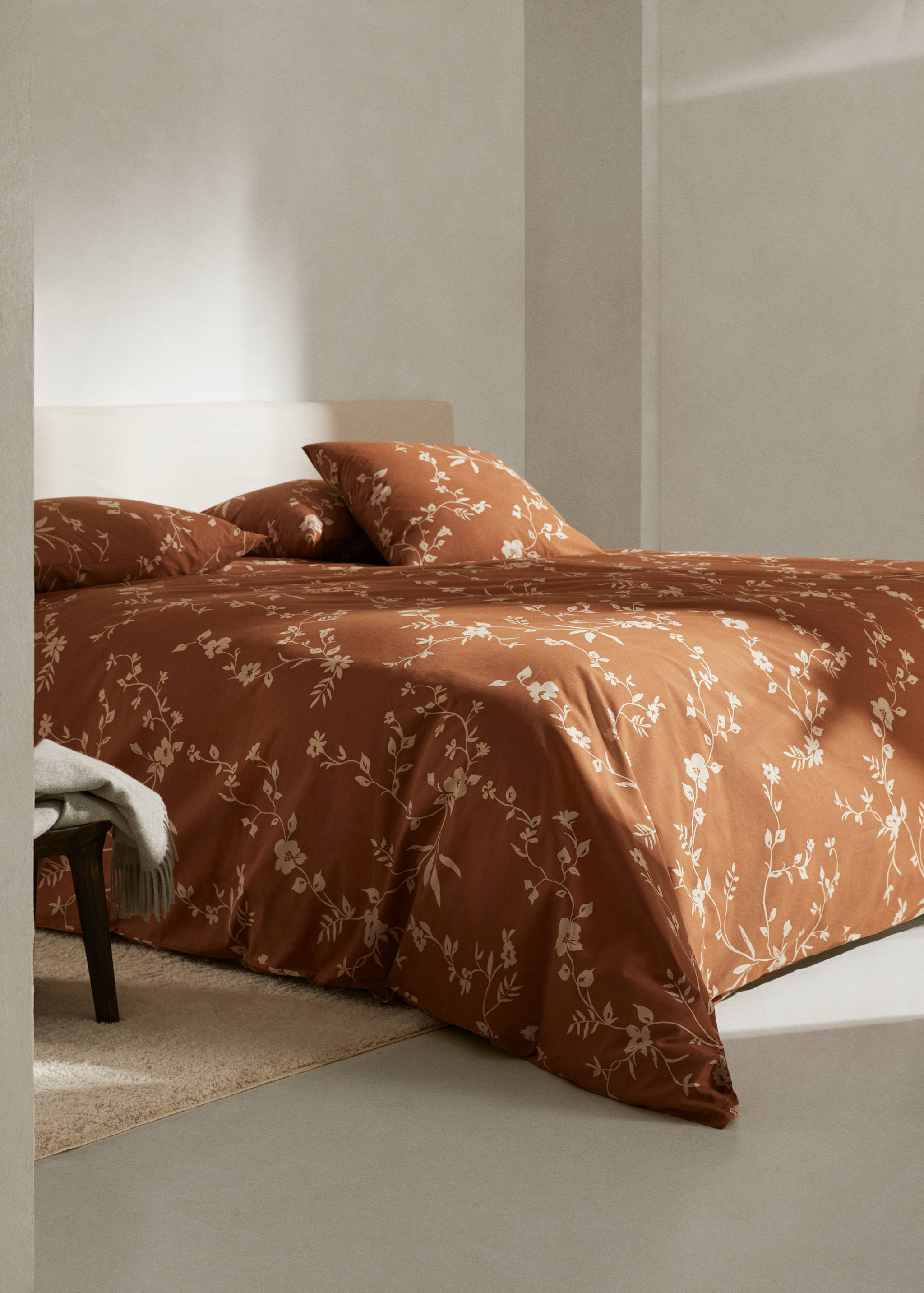 Housse de couette fleurs terracotta Lit 150/160 cm - Plan général