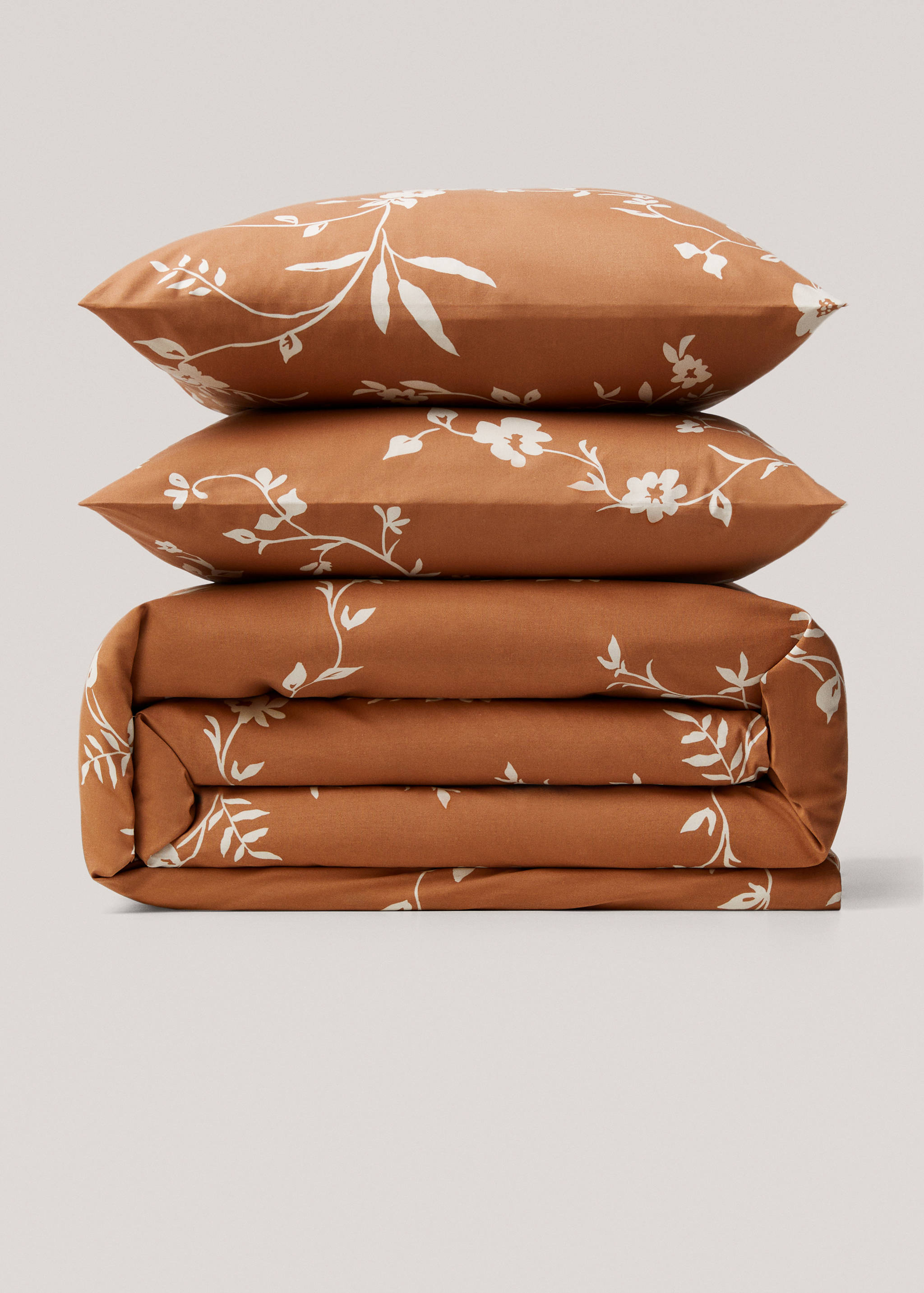 Housse de couette fleurs terracotta Lit 150/160 cm - Article sans modèle