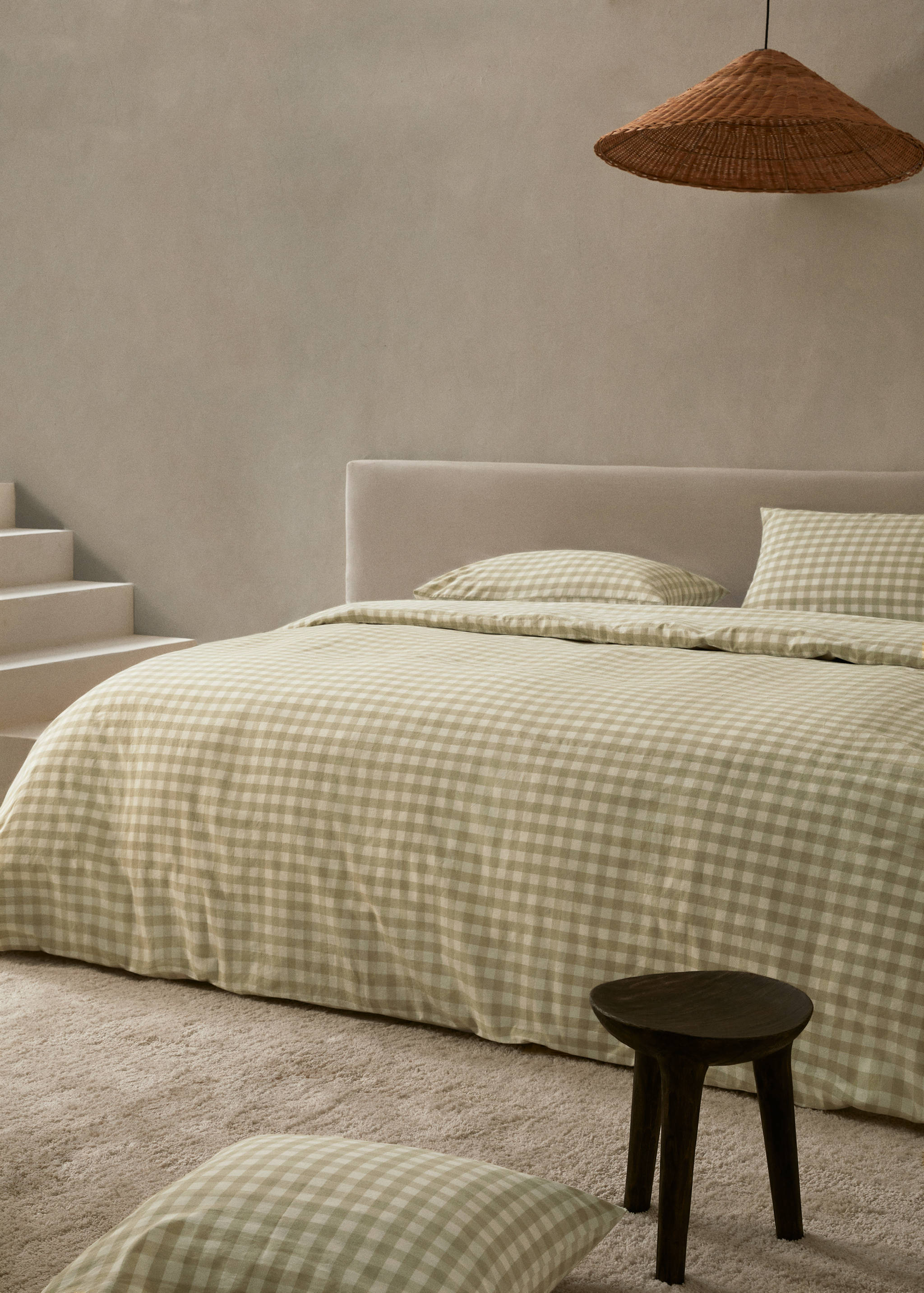 Check cotton duvet cover Superking bed - General plane