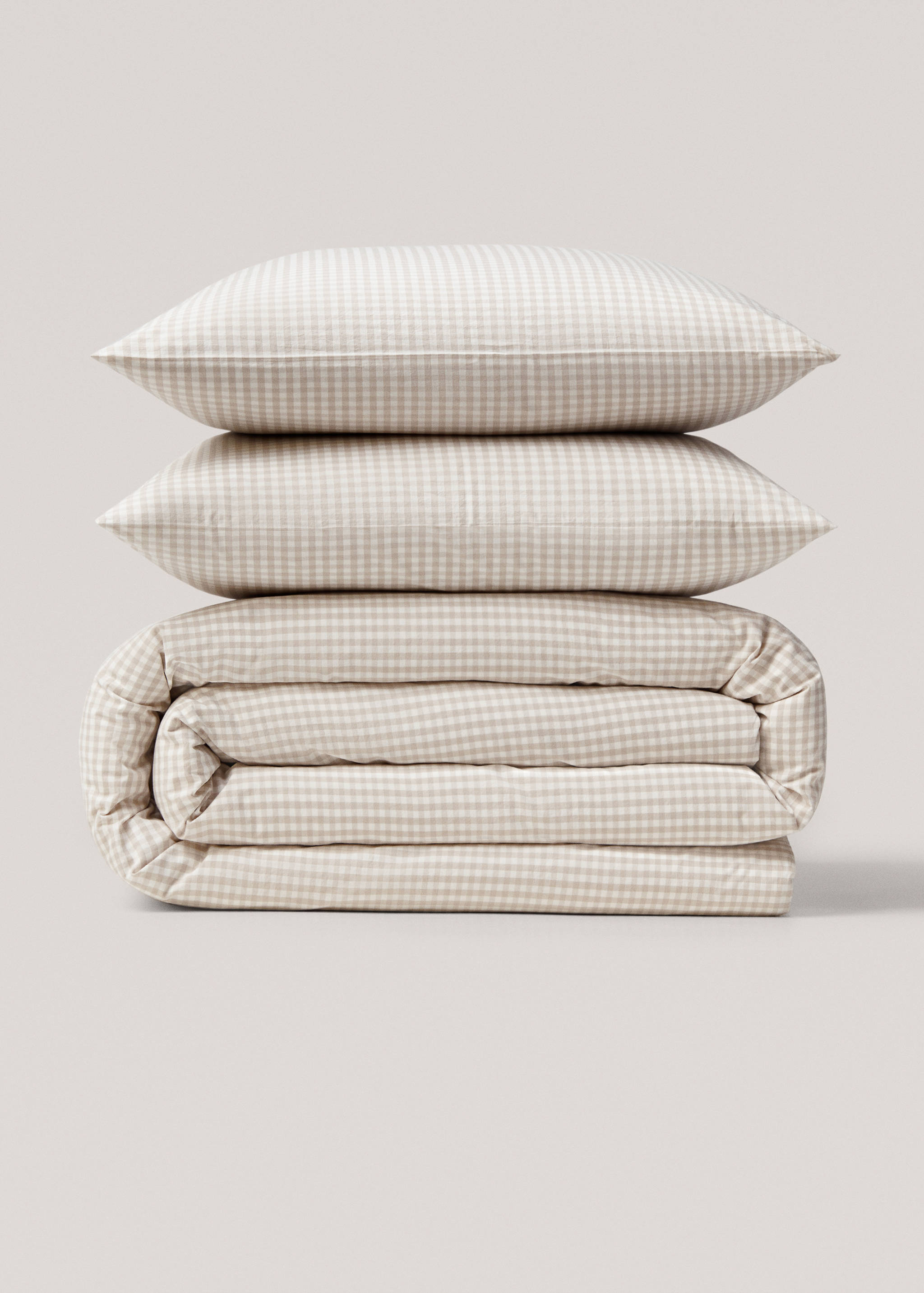 Cotton duvet cover with gingham check design for king bed - Article without model