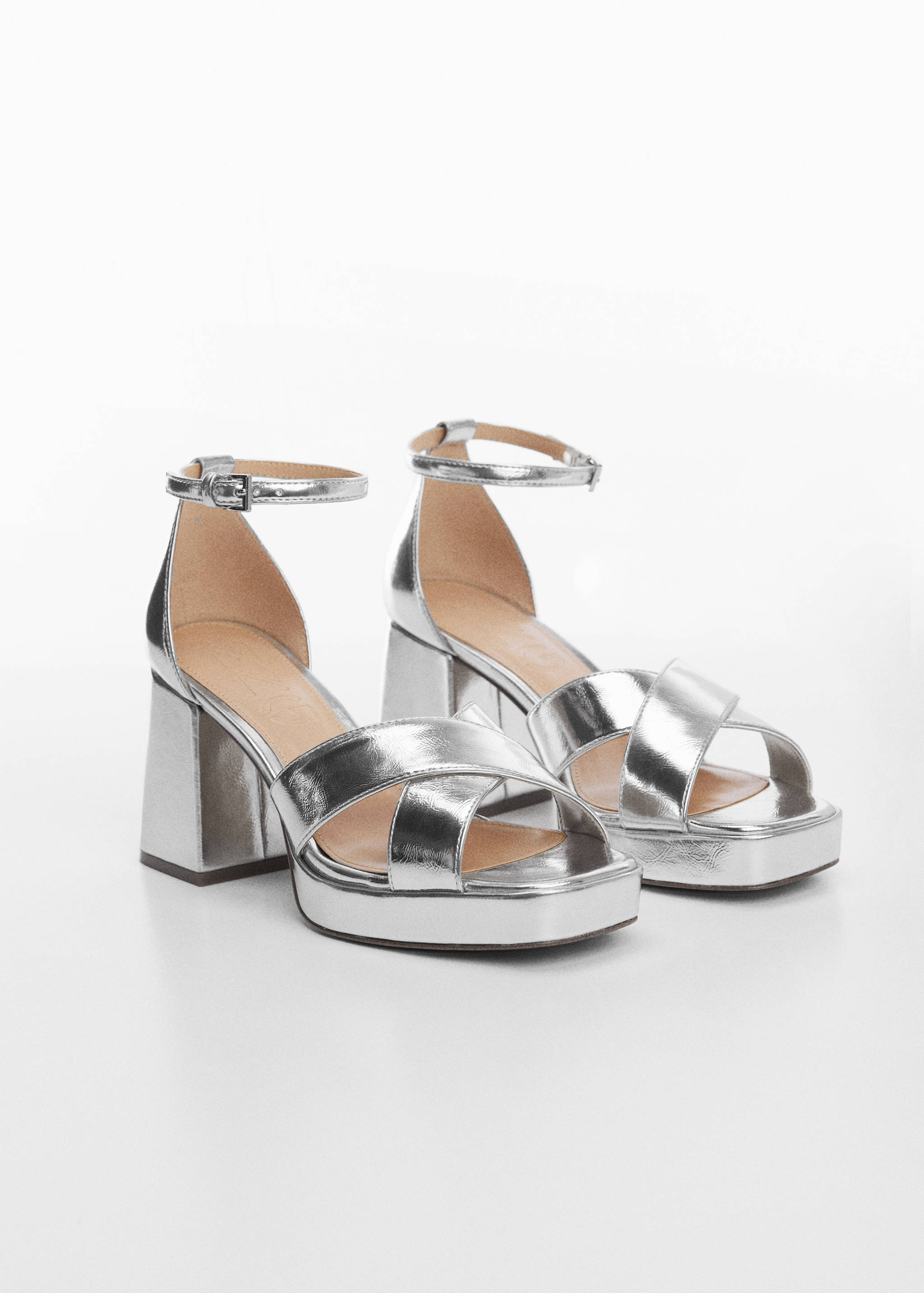 Metallic heel sandals - Medium plane