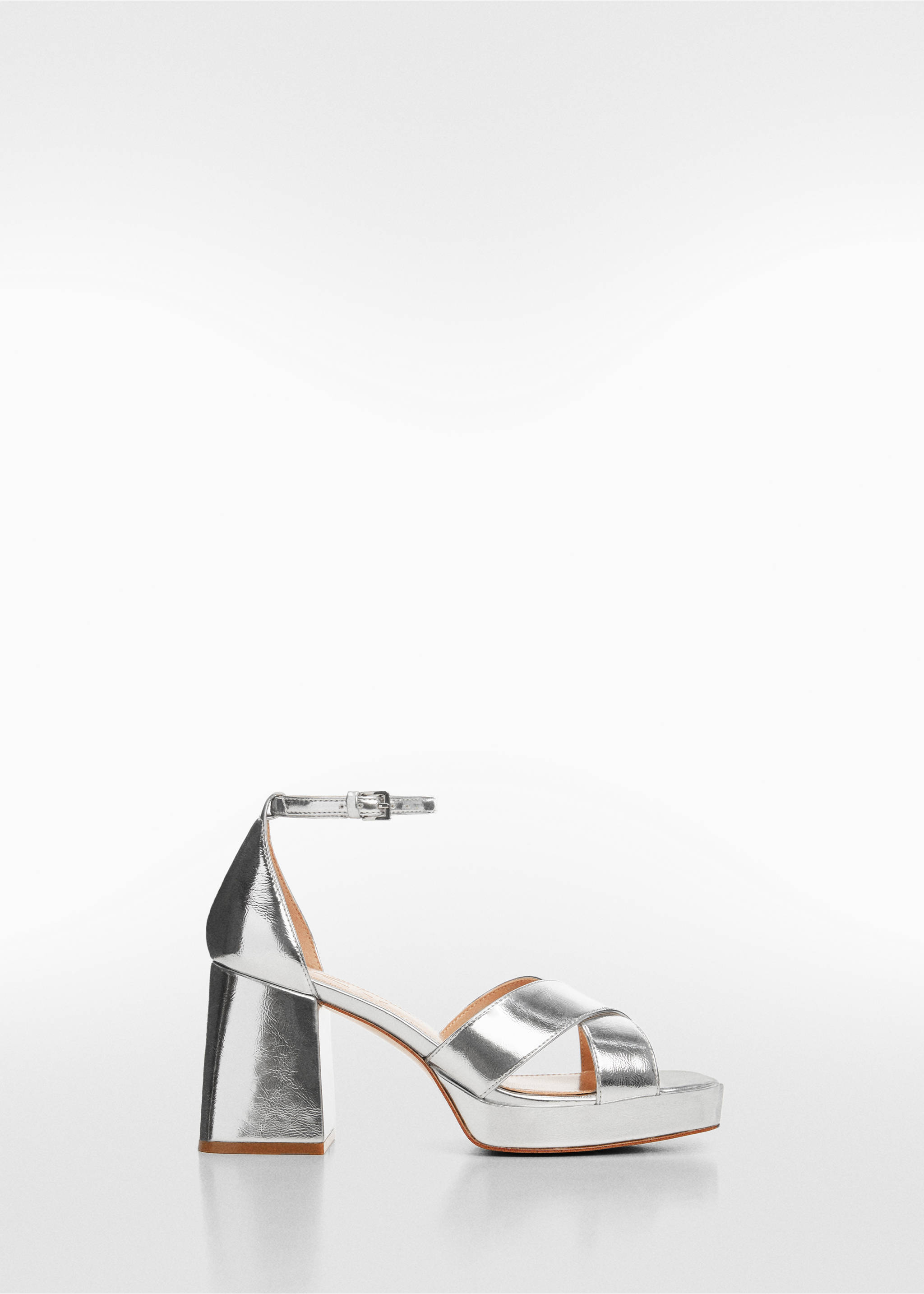 Sandalia metalizada tacón - Artículo sin modelo, Plata. Ref: 67005145-00.