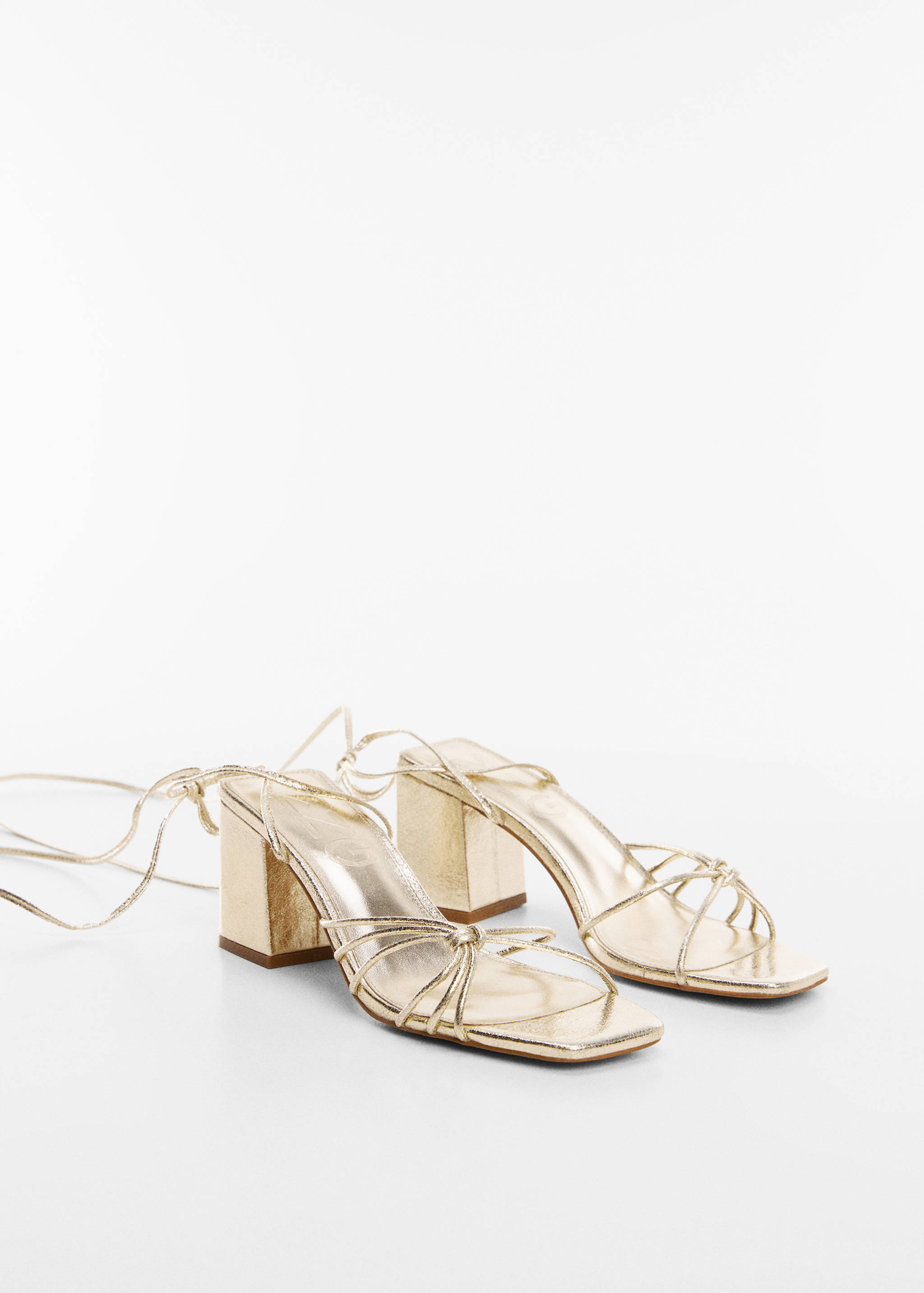Metallic strappy heeled sandal - Medium plane
