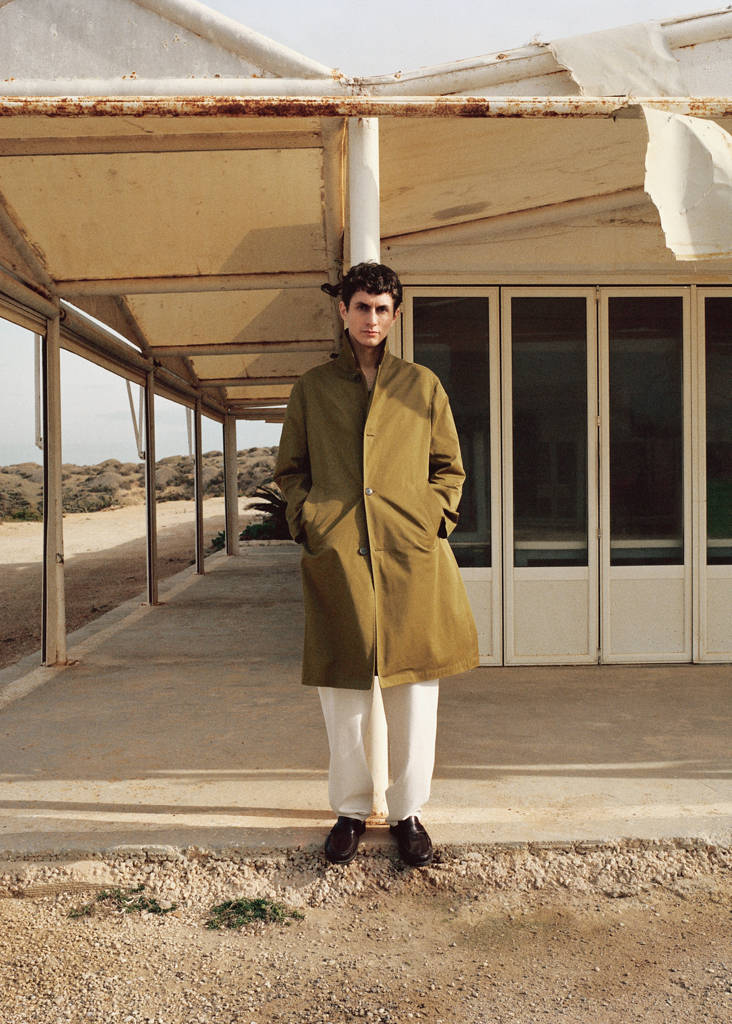 Relaxed-fit cotton trench coat — Olive Green
